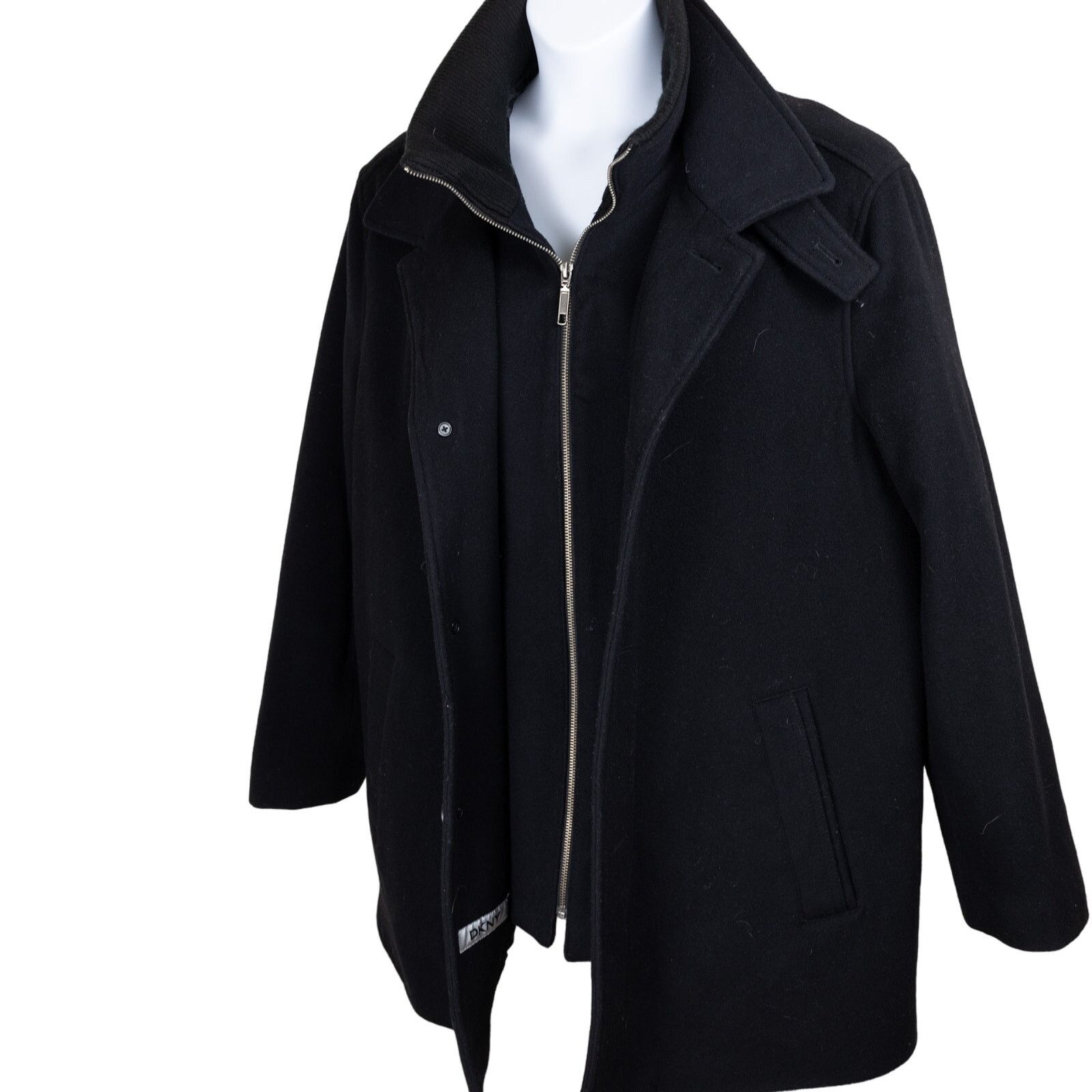 DKNY mens long deals black cashmere wool coat Made in Italy