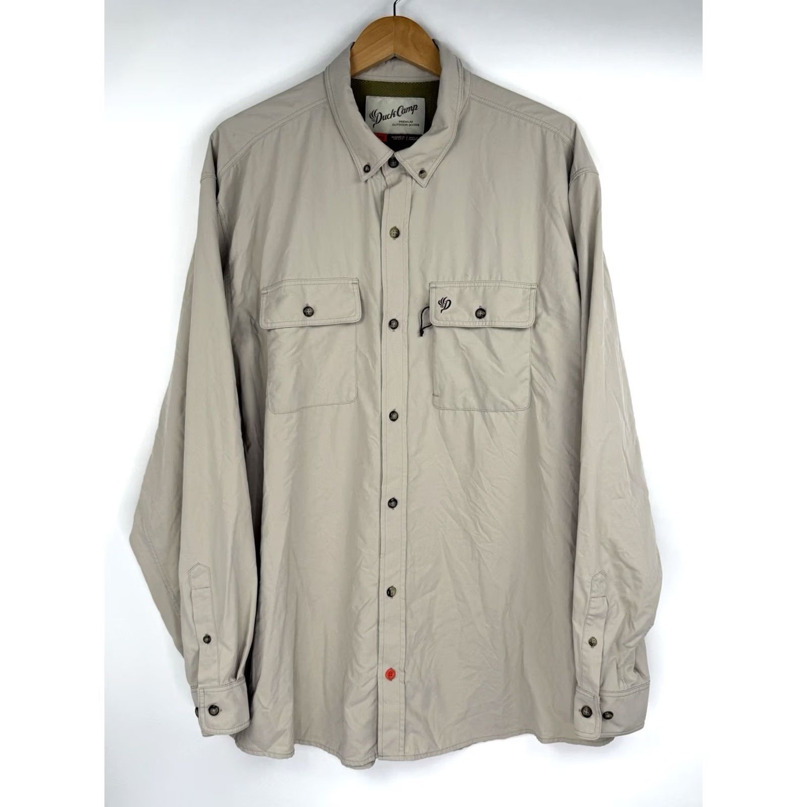 Vintage Duck Camp Shirt Mens 3XL Beige Short Sleeve Nylon Polyester Button-Up Embroidered Outdoor Casual Vintage: No (omit) Size US XXL / EU 58 / 5 - 2 Thumbnail