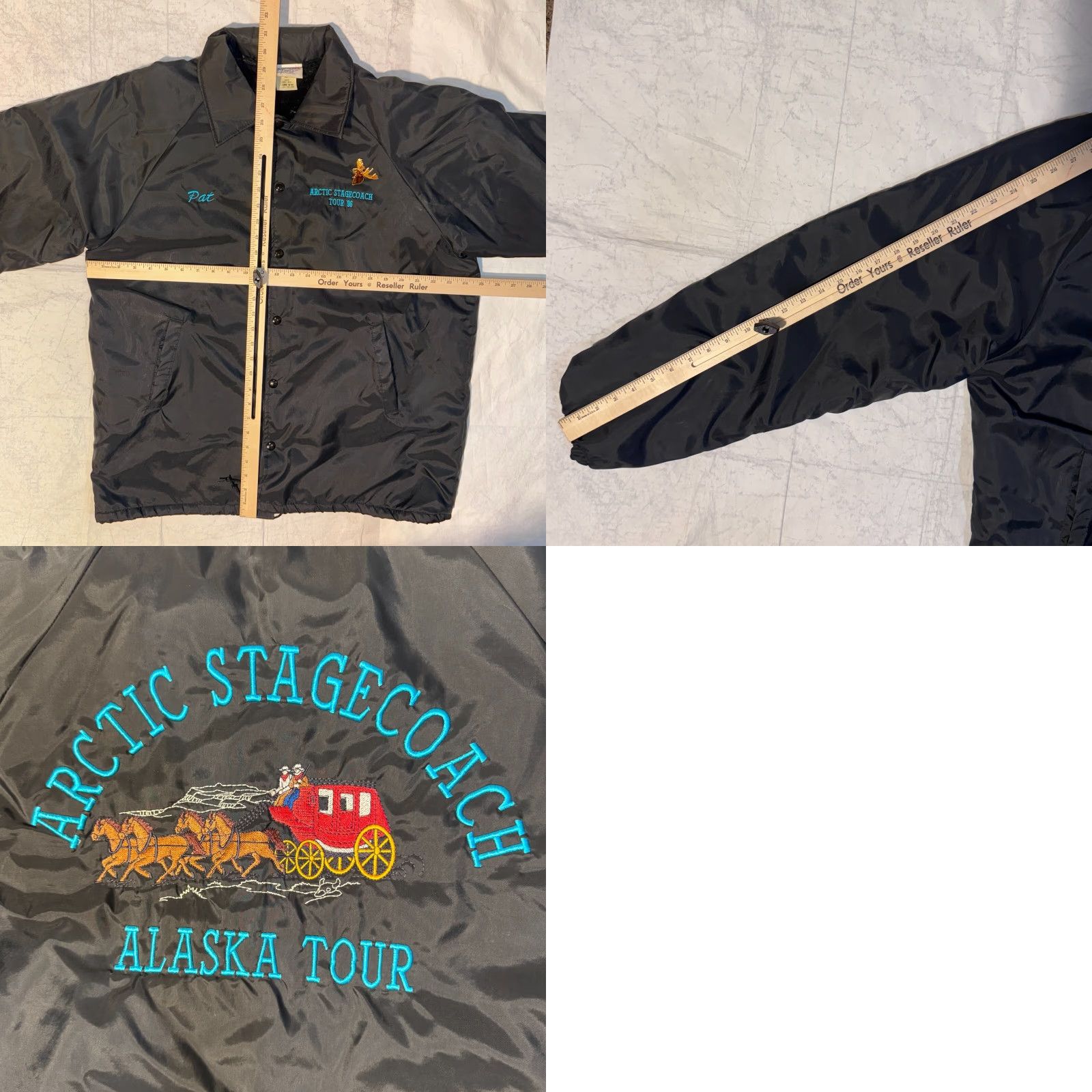 Vintage VINTAGE Hartwell Jacket Bomber L Mens L Black Nylon Lined Fleece USA Stagecoach Alaska Tour Button Front Crewneck? Size US L / EU 52-54 / 3 - 8 Thumbnail