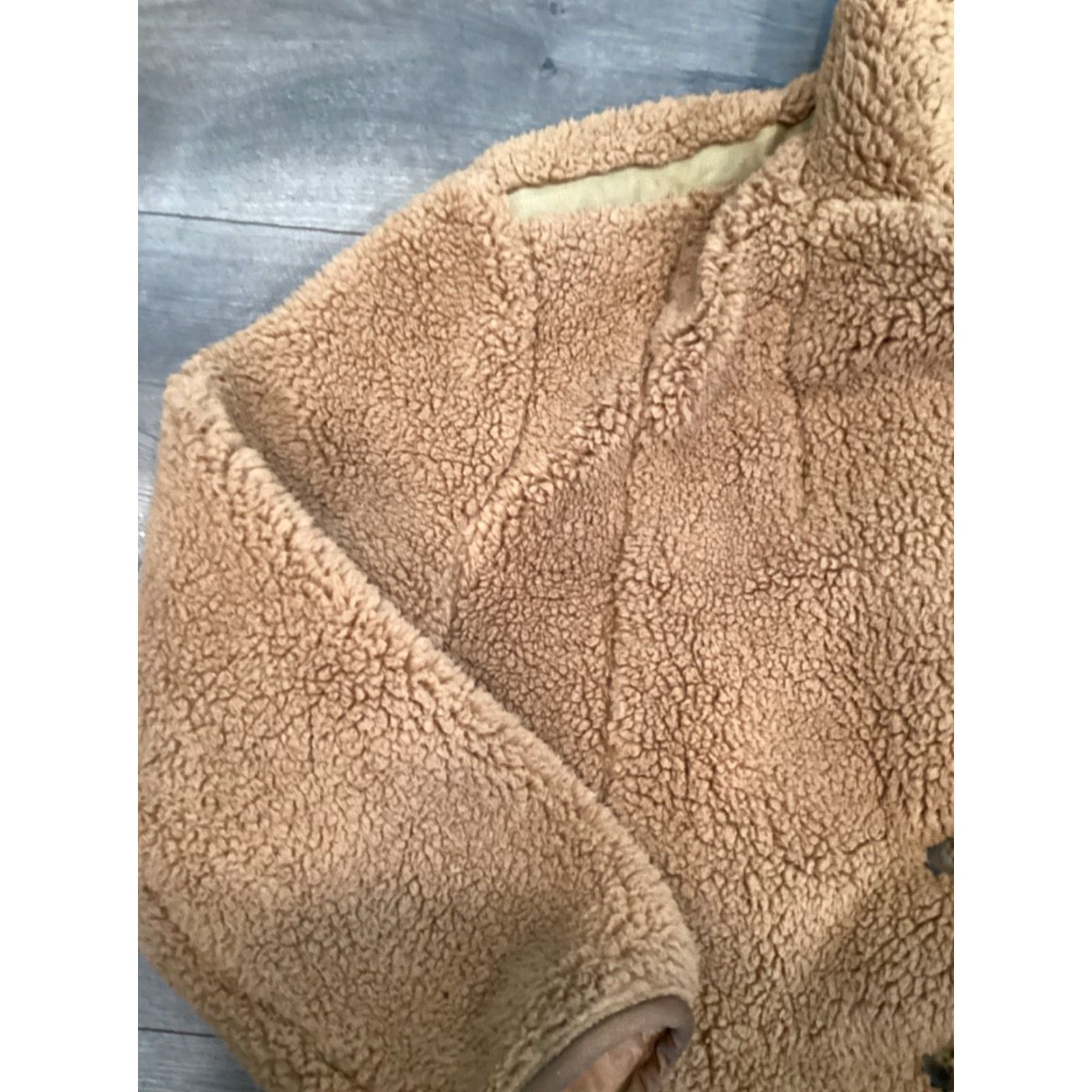 Vintage We The Free People Izzy Wrap Teddy Sherpa Fleece Jacket Women XS Brown Coat Short Size XS / US 0-2 / IT 36-38 - 4 Thumbnail