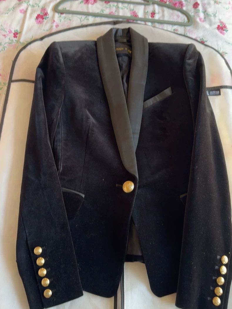 Balmain Black Velvet Blazer with Gold Buttons Size US M / EU 48-50 / 2 - 1 Thumbnail