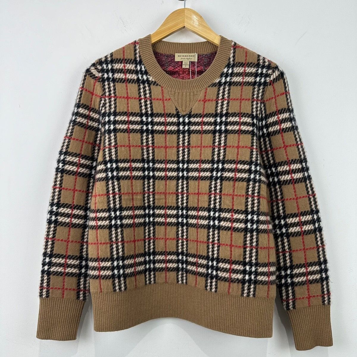 Burberry Burberry Check Patch Wool Cashmere Sweater Size S / US 4 / IT 40 - 1 Thumbnail