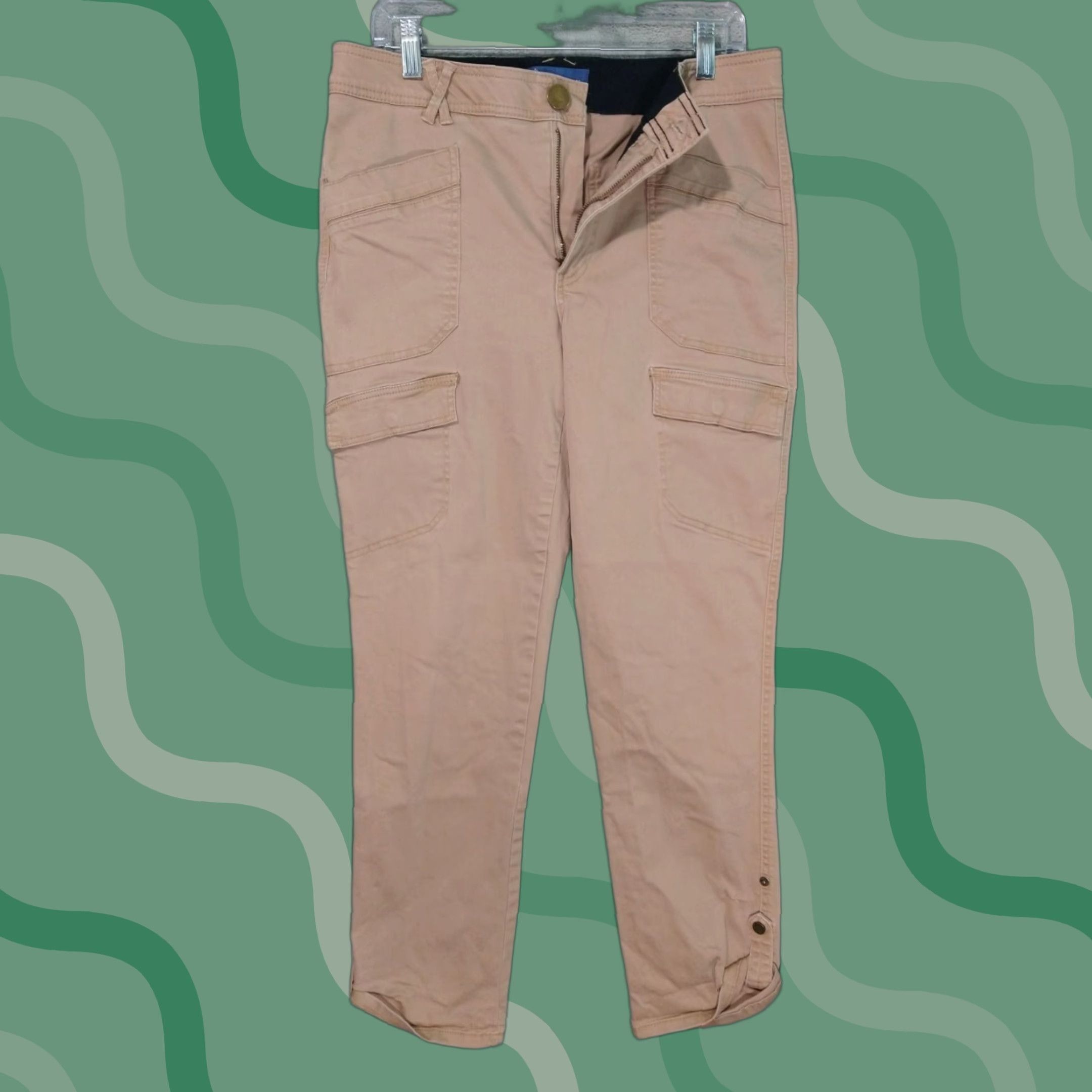 Vintage Democracy High Rise Cargo Pants Womens 12 Beige Utility Stretch Pockets Casual Size 34" / US 12 / IT 48 - 1 Thumbnail