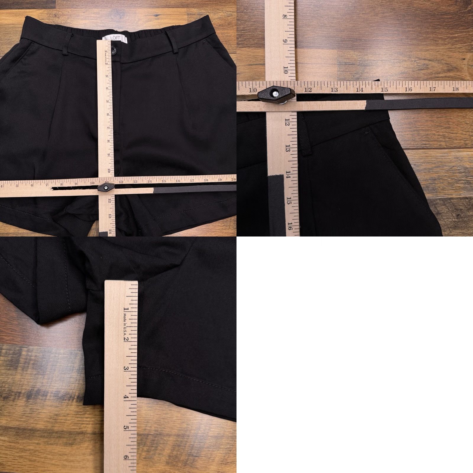 Loft Loft Paperbag Shorts Womens 6 Black High Rise Stretch Pleated Elastic Waist New Size 28" / US 6 / IT 42 - 8 Thumbnail