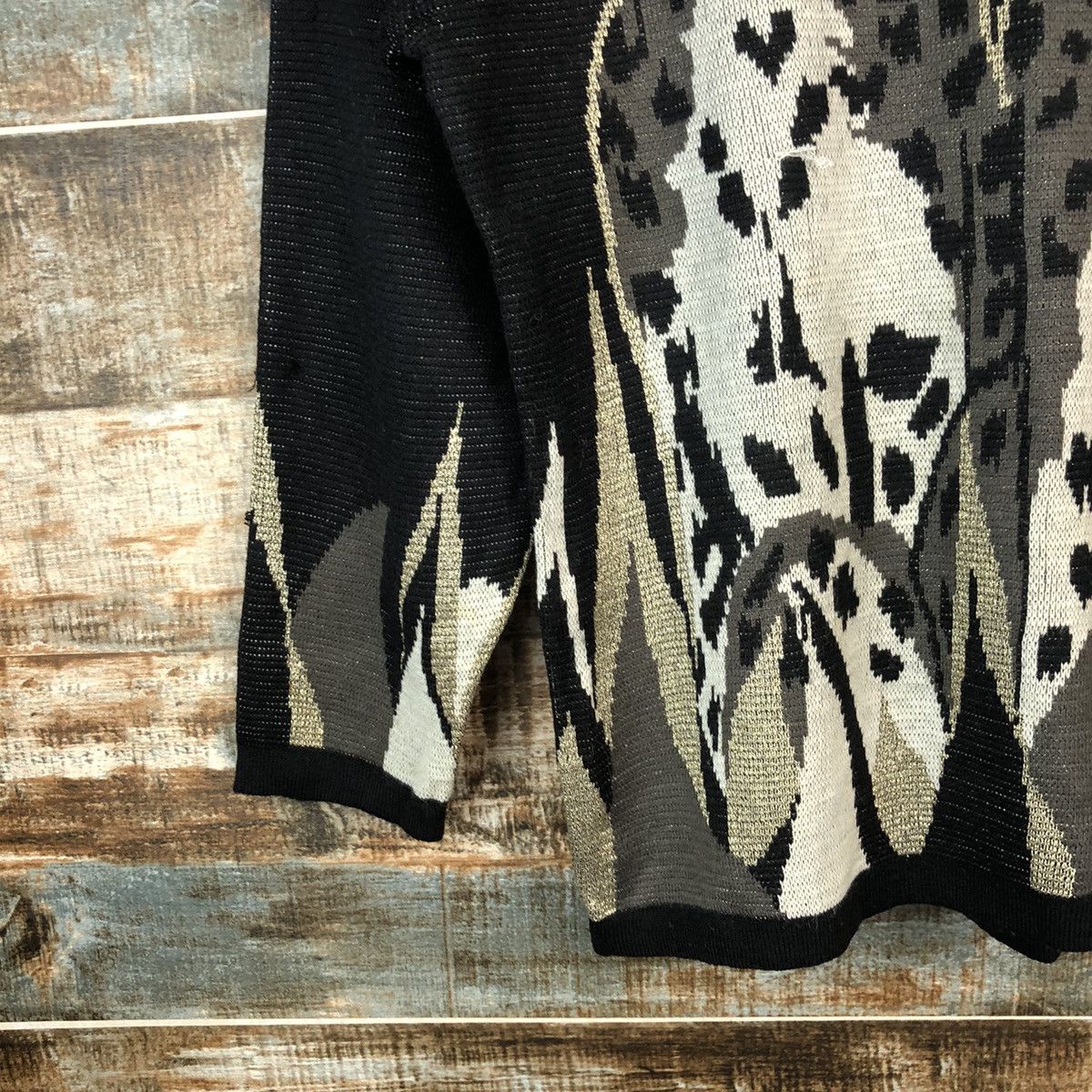 Vintage Japan vintage leopard love Black Knitwear #A1733 Size M / US 6-8 / IT 42-44 - 7 Thumbnail