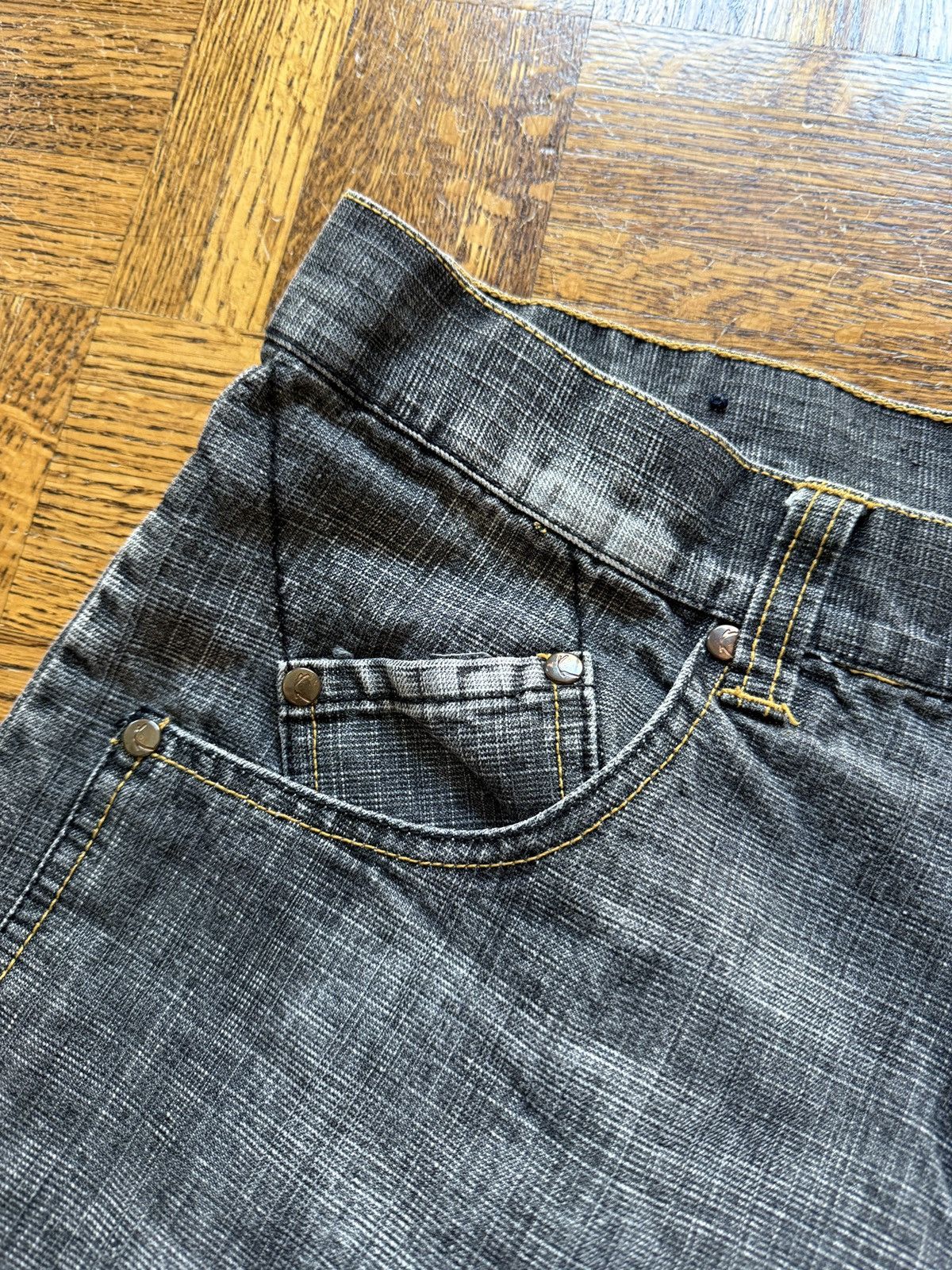 Karl Kani Vintage Y2K Kani Gold Denim Wide Leg Baggy Jean Shorts Size US 32 / EU 48 - 6 Thumbnail