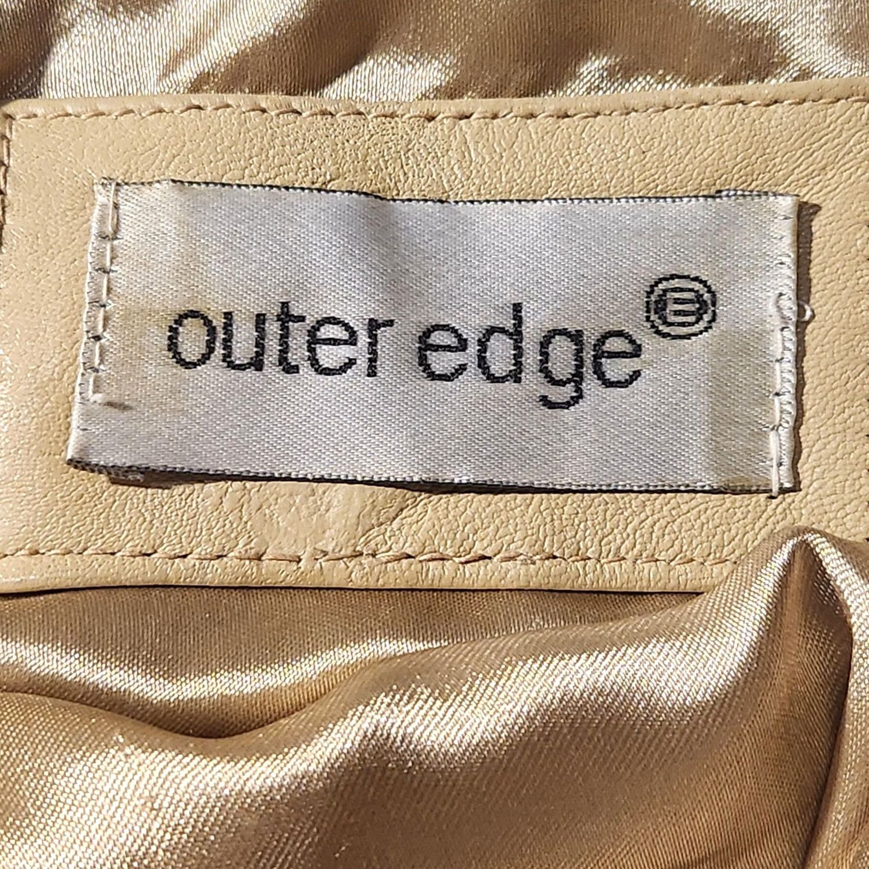 Vintage VINTAGE Outer Edge Skirt Womens Medium Beige Leather Pencil Contrast Trim Lined Work Size 32" / US 10 / IT 46 - 2 Thumbnail