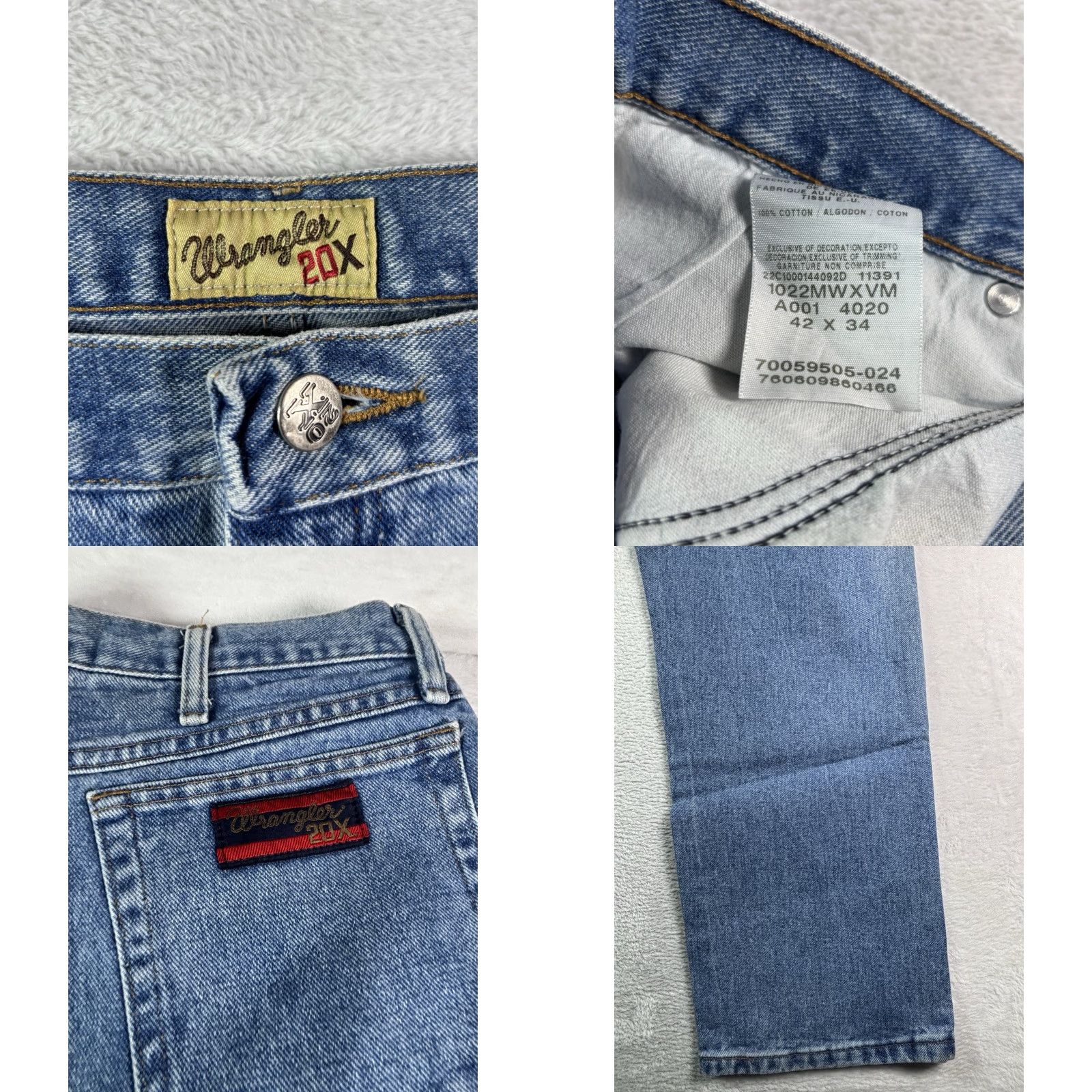 Wrangler VINTAGE Wrangler 20X Jeans Men 42x34 Light Wash Denim 5-Pocket Regular Straight 42 Blue Wrangler 20X Size US 42 / EU 58 - 8 Thumbnail