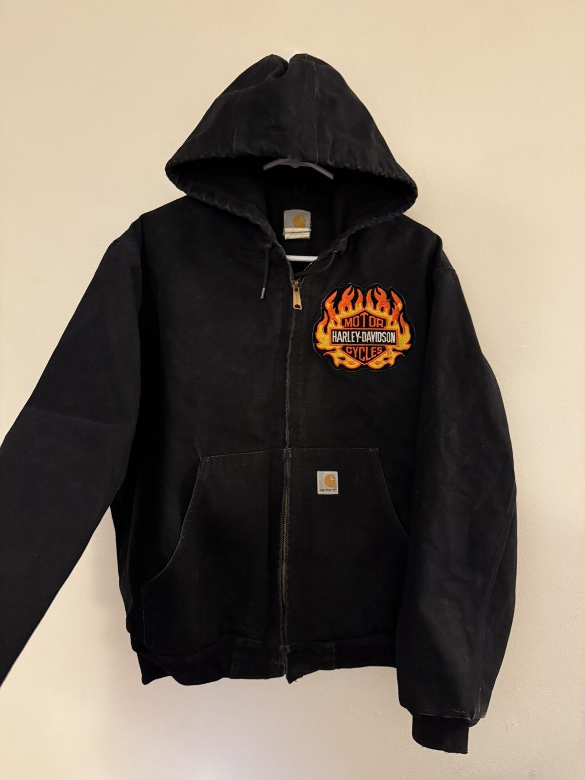 Carhartt Vintage Carhartt Harley Davidson Black Flame Hooded Jacket Size US L / EU 52-54 / 3 - 3 Thumbnail