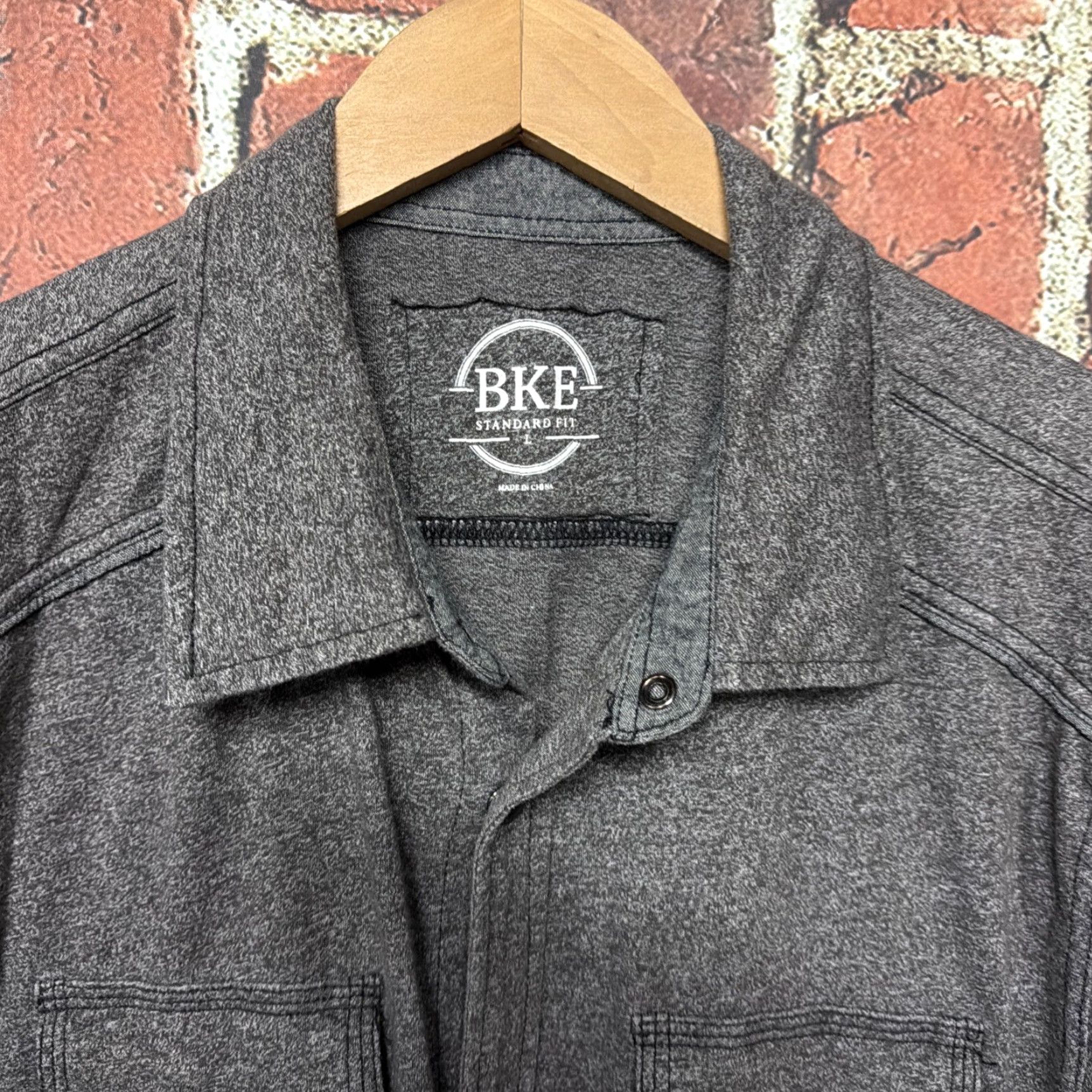 Vintage BKE Shirt Mens Large Gray Standard Fit Pearl Snap Long Sleeve Shirt Size US L / EU 52-54 / 3 - 2 Thumbnail