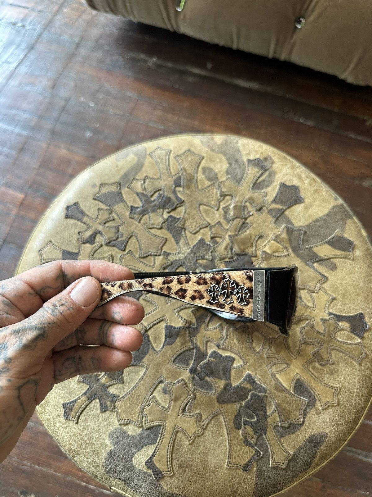 Chrome Hearts Chrome Hearts Pony Hair TRIPLE CROSS LEOPARD SUNGLASSES Size ONE SIZE - 4 Thumbnail