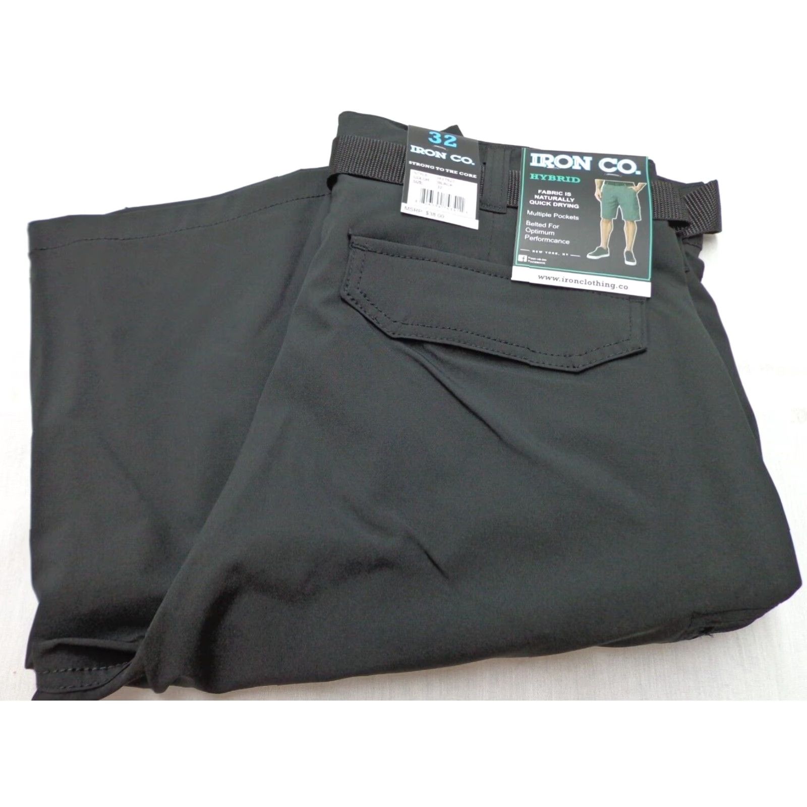 Vintage IRON CO. Hybrid Shorts Black Size 32 NEW Belted Men Regular 92% Polyester 8% Spandex Size US 32 / EU 48 - 2 Thumbnail