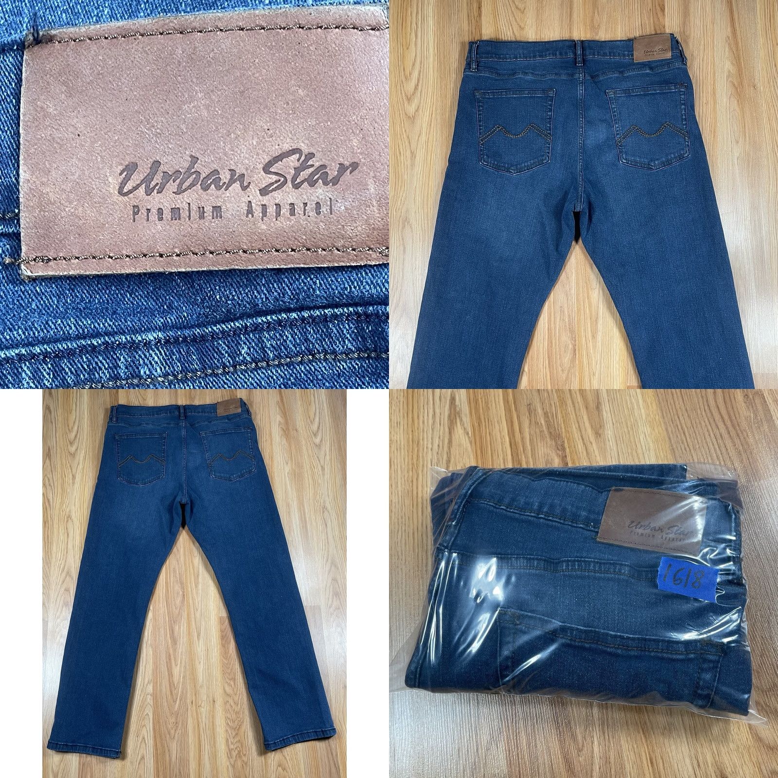 Vintage Urban Star Premium Jeans Mens 38Wx30L Stretch Straight Leg Blue Wash Denim Pants Size US 38 / EU 54 - 9 Thumbnail