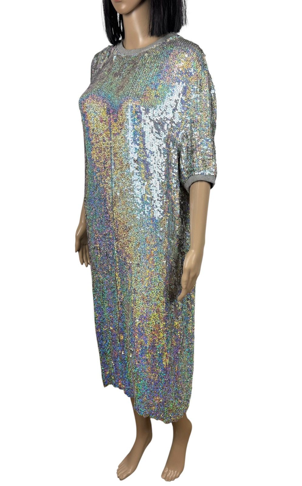 FILLES A PAPA Filles a Papa Sequins Sweat Dress Viscose Gray size 3 Size L / US 10 / IT 46 - 4 Thumbnail