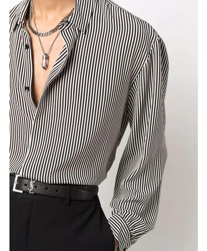 Saint Laurent Paris o1bcso1str1124 Oversized Shirt Striped in Black/White Size US XXL / EU 58 / 5 - 5 Thumbnail