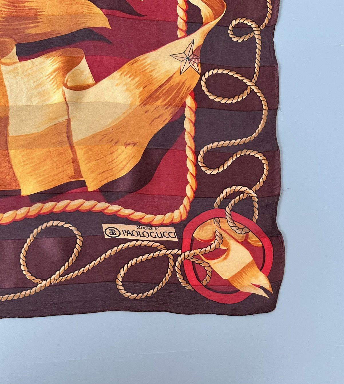 Paolo Gucci Vintage Paolo Gucci Silk Nautical Rope Flag Scarf Size ONE SIZE - 10 Thumbnail