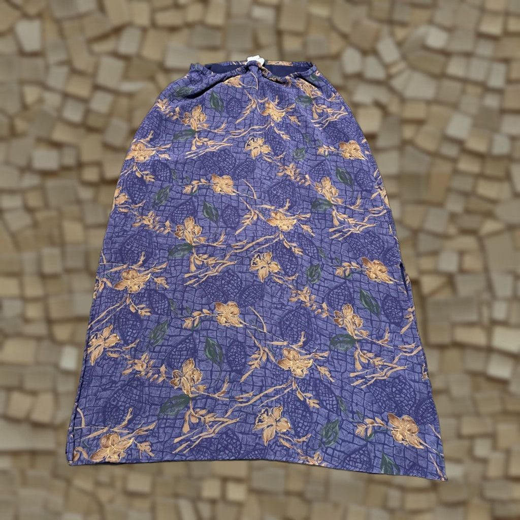 Lee Kathie Lee Skirt, Women's Size 10, Midi, Brown Blue, Zip Side, Side Slit, Floral, Casual, Regular, Ladies, Skirt Size 32" / US 10 / IT 46 - 1 Thumbnail