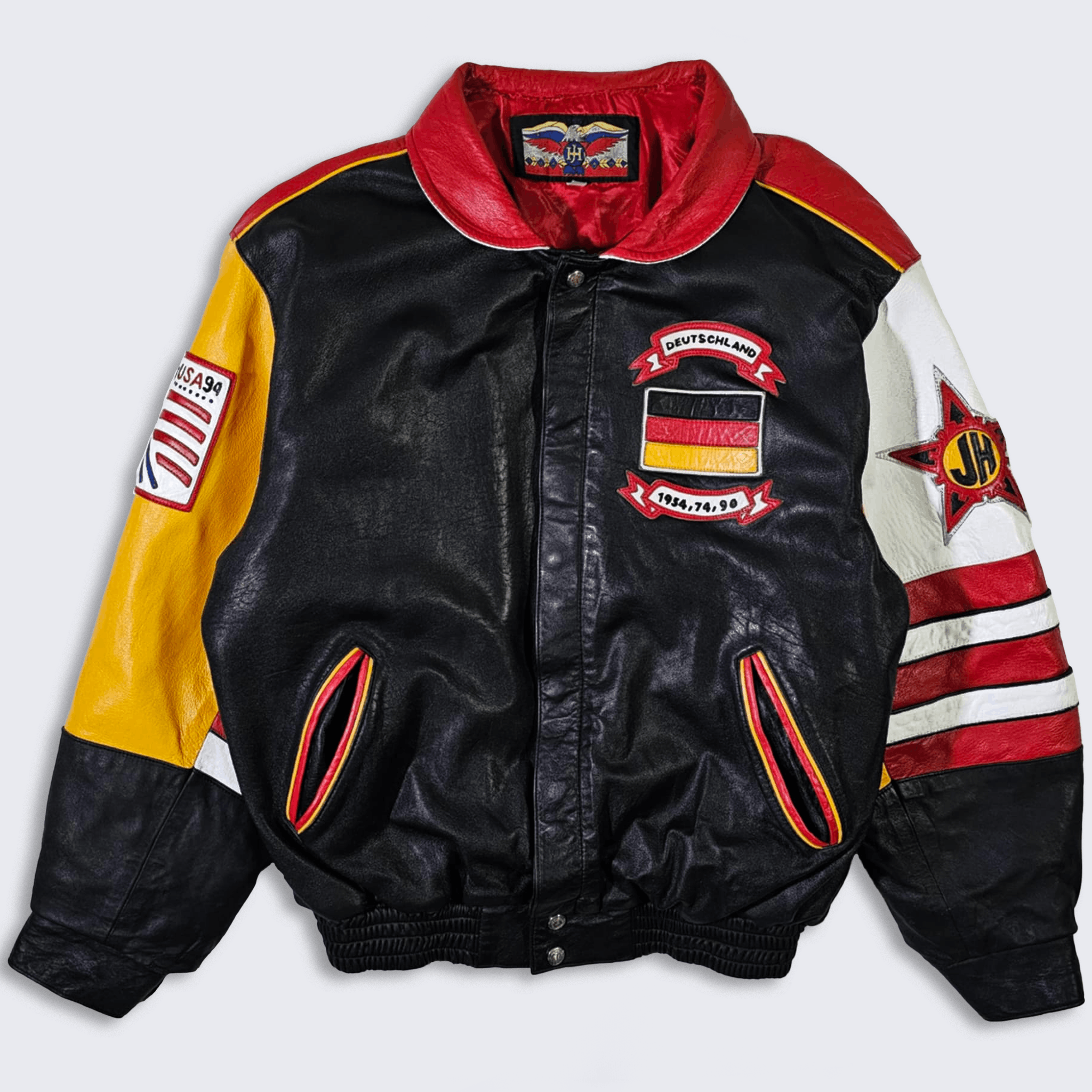 Vintage Germany Vintage 90s Jeff Hamilton World Cup Leather Jacket Size US L / EU 52-54 / 3 - 2 Thumbnail