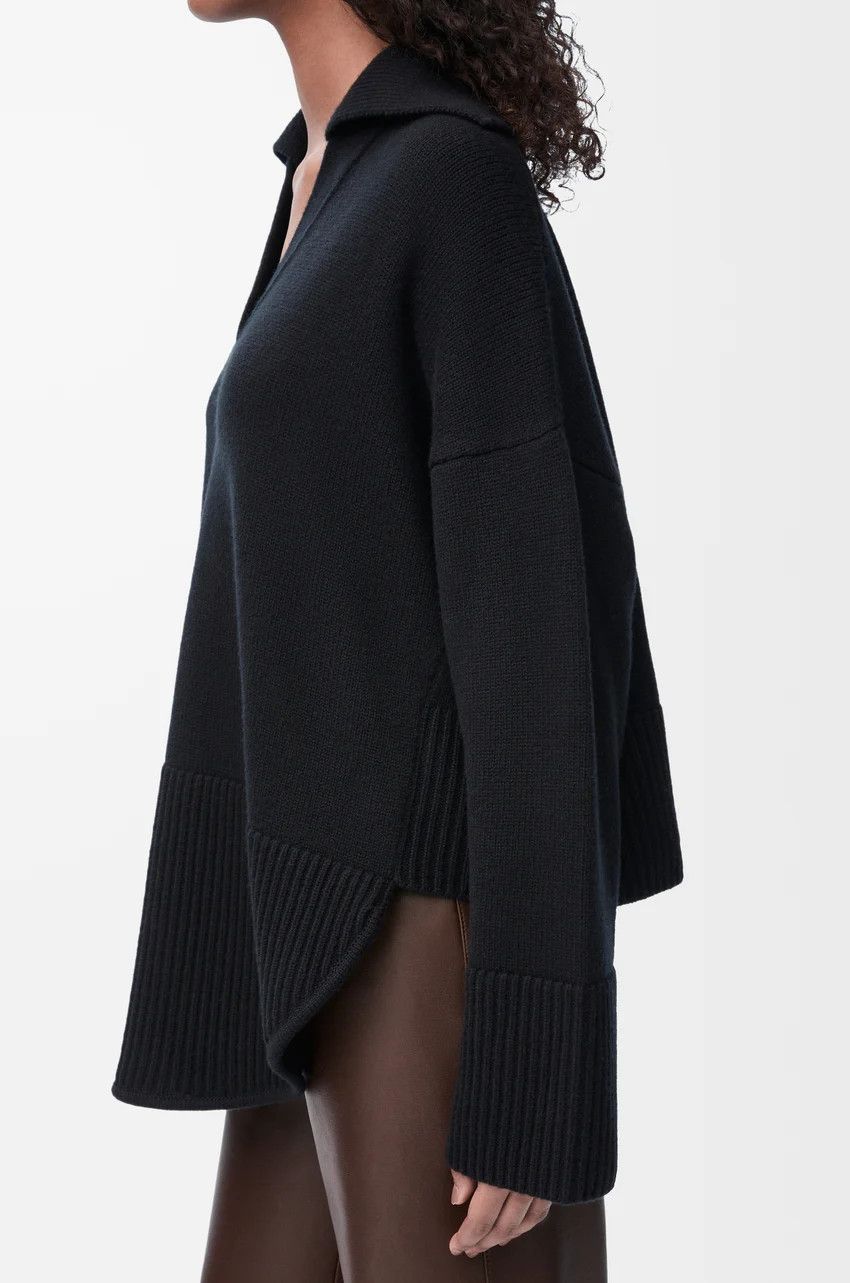 Loewe o1loc1c0525 Polo Sweater in Wool in Black Size M / US 6-8 / IT 42-44 - 5 Thumbnail