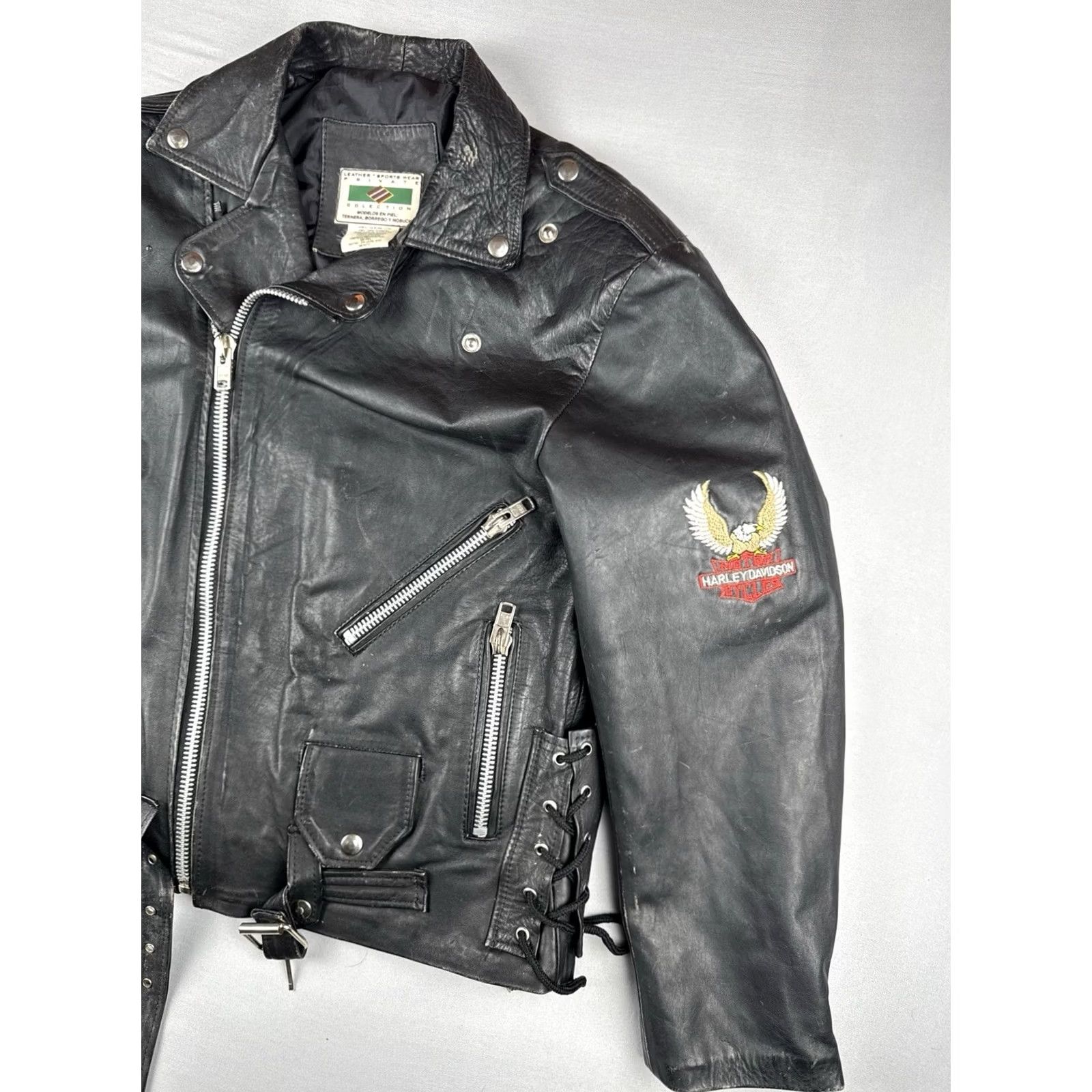Harley Davidson VINTAGE Harley Davidson Leather Motorcycle Jacket Eagle Piel Mexico Biker M Mens Black Jacket Size US M / EU 48-50 / 2 - 5 Thumbnail