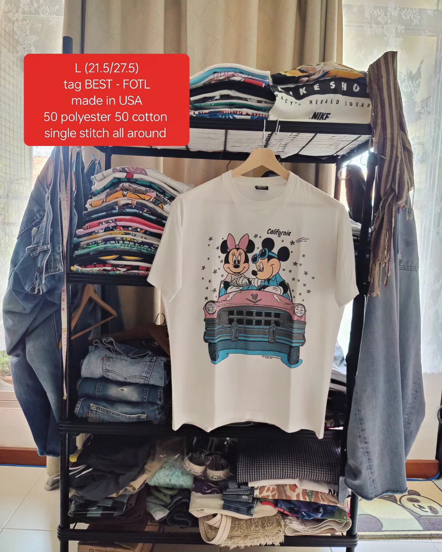 Disney × Mickey Mouse × Vintage vintage 90s - Mickey ❤️ Minnie (double-sided) Size L / US 10 / IT 46 - 9 Thumbnail