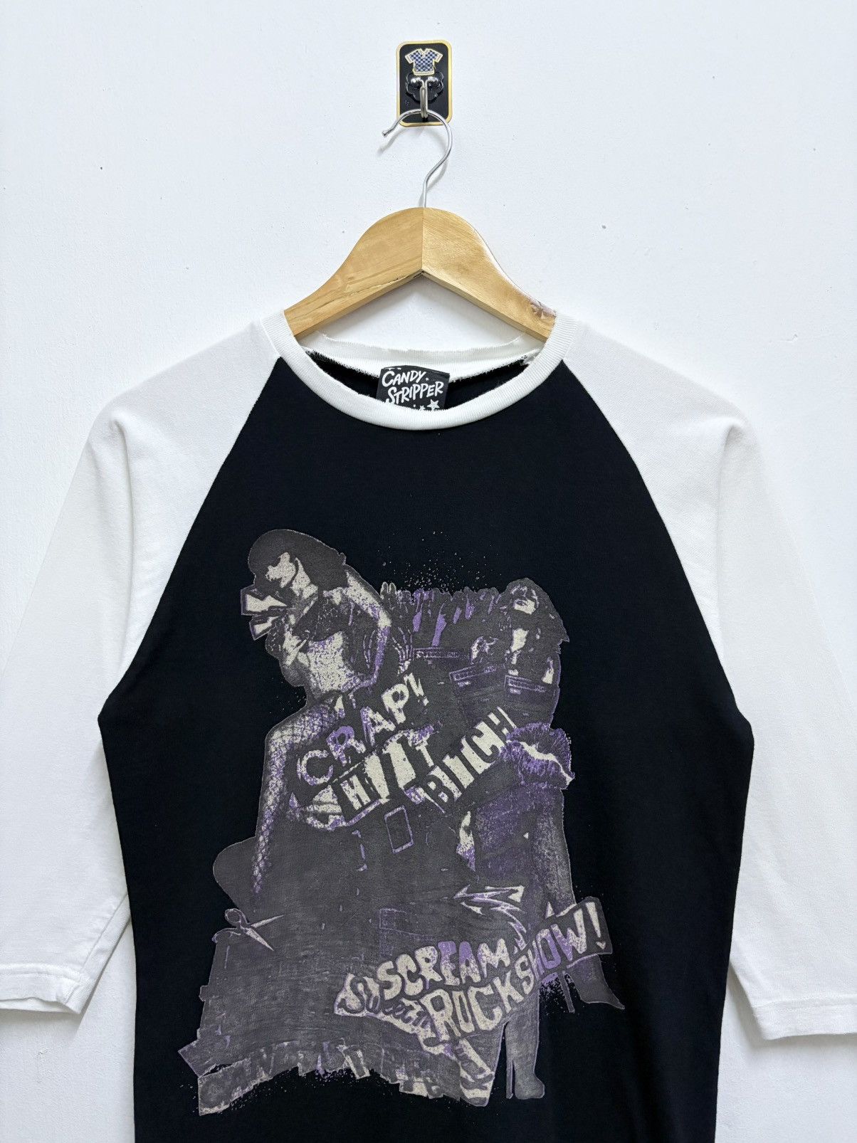 Hysteric Glamour 2000’s Candy Stripper - Crap Hit Bitch ! Raglan T-Shirt Size S / US 4 / IT 40 - 3 Thumbnail