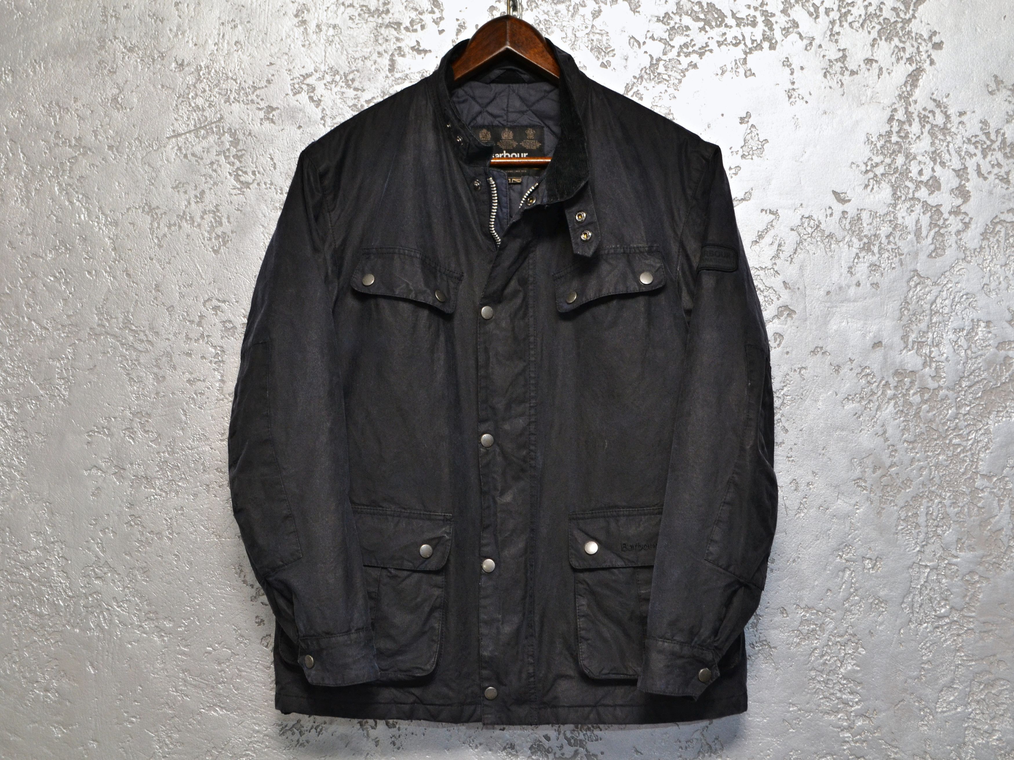 Barbour Barbour International Duke Navy Waxed Biker Jacket Size US M / EU 48-50 / 2 - 1 Thumbnail