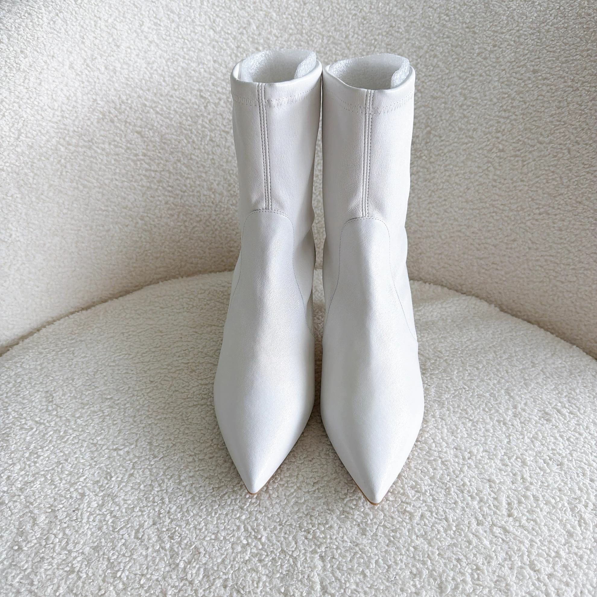Stuart Weitzman SW White Low Heel Ankle Boot 38 New 5060 Size US 7.5 / IT 37.5 - 2 Thumbnail
