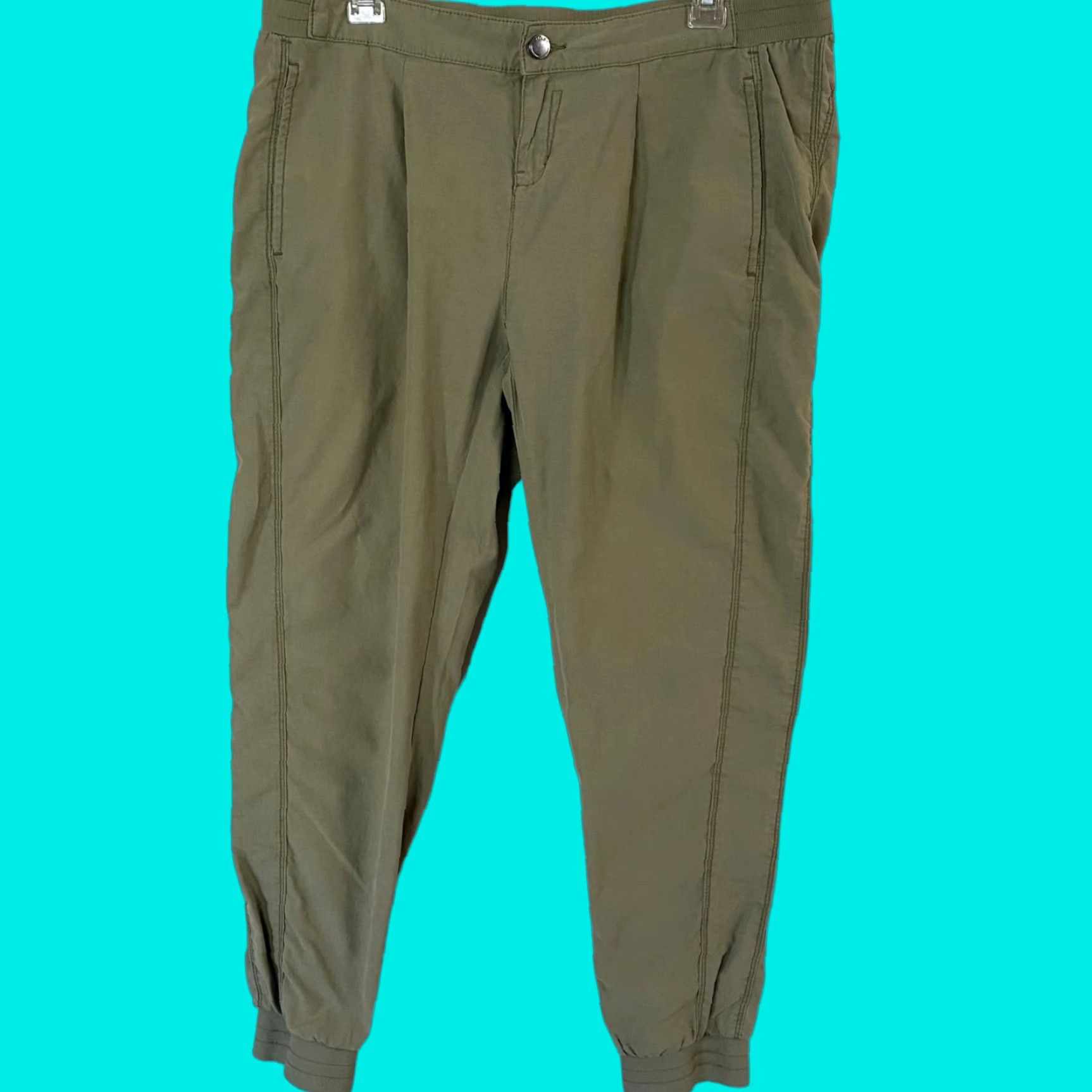 Vintage Lolë Athletic Jogger Pants Womens 12 Olive Green Slim Fit Stretch Elastic Waist Size 34" / US 12 / IT 48 - 1 Thumbnail