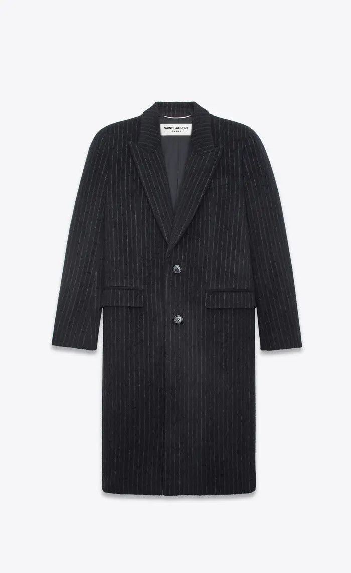 Saint Laurent Paris o1bcso1str1124 Striped Coat In Wool in Black Size US S / EU 44-46 / 1 - 1 Thumbnail