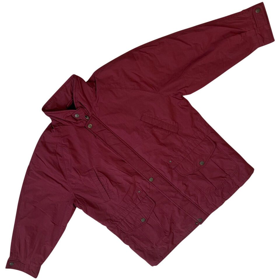 Image of Vintage Dream Team (Spain) Tab Collar Fleece Lined Parka Burgundy in Red, Women's (Size 2XL)