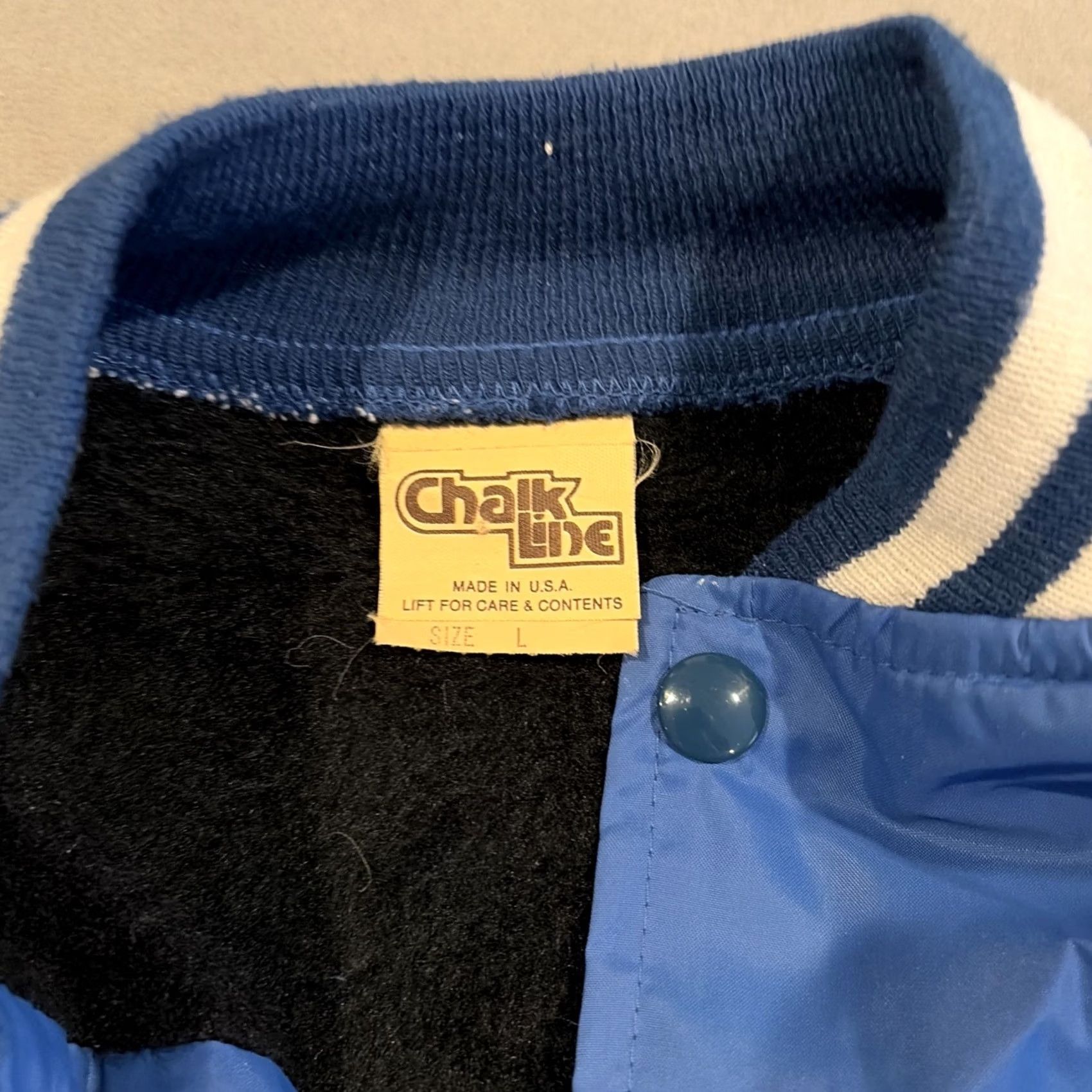 Chalk Line VINTAGE Chalk Line Popeye's Lounge Deauville Inn Fleece Lined Jacket L Blue Bomber Jacket Men Size US L / EU 52-54 / 3 - 3 Thumbnail