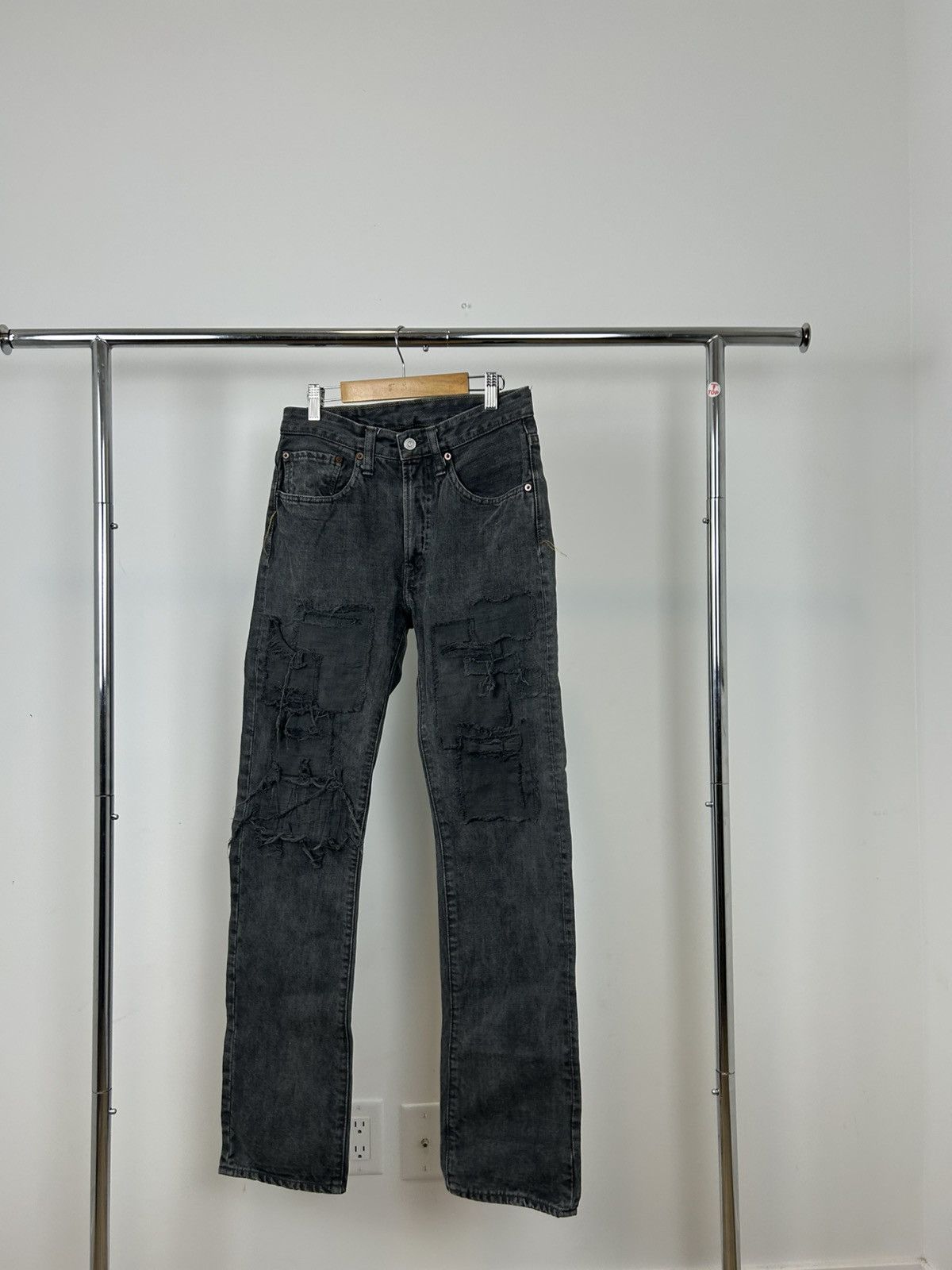 Japanese Brand Johnbull Faded Patchwork Distressed Workwear Denim (27x31) Size US 27 - 1 Thumbnail