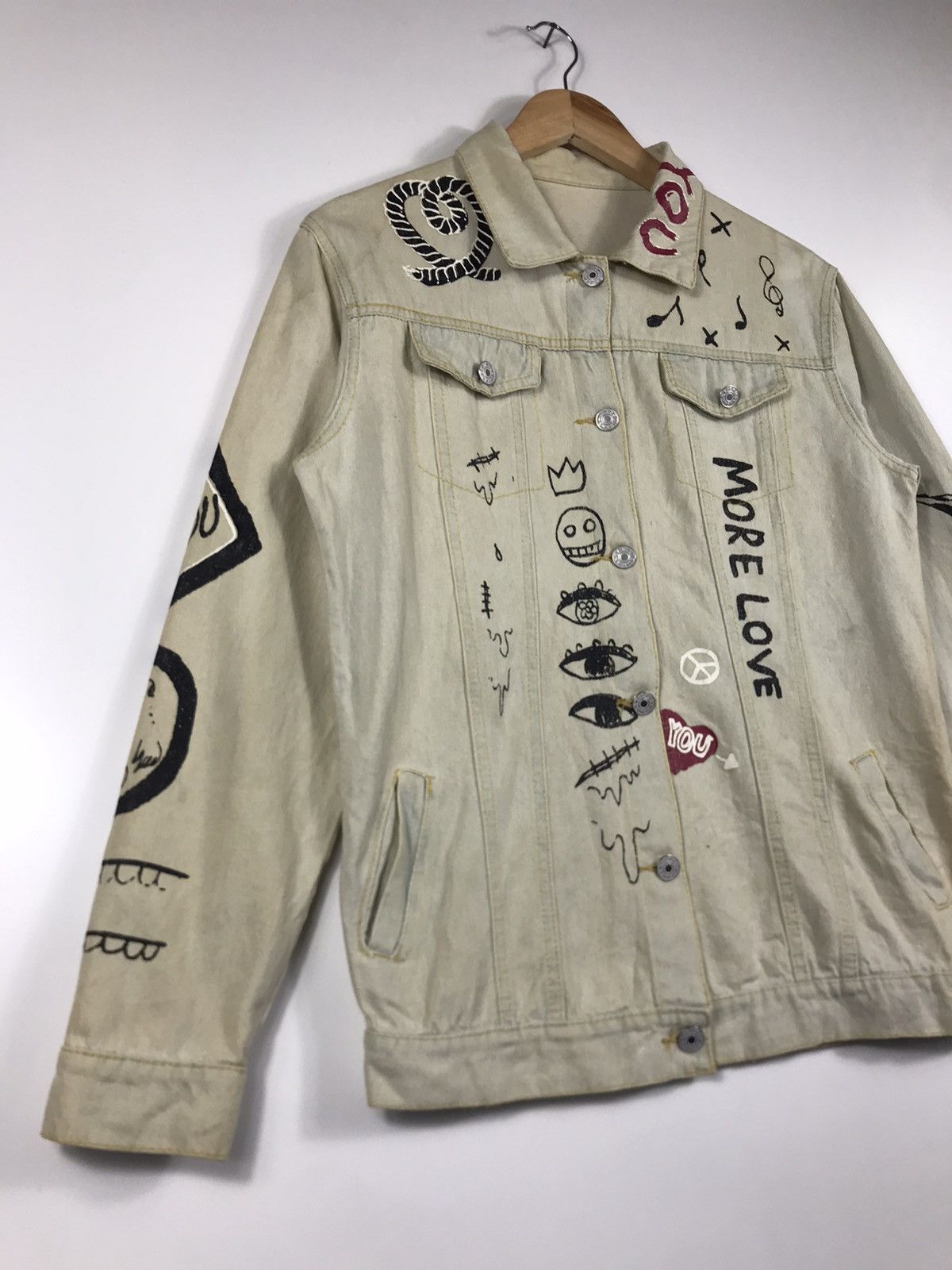 If Six Was Nine ⚡️Vintage Art Frash Lover Rock Button Denim Jacket Size M / US 6-8 / IT 42-44 - 2 Thumbnail