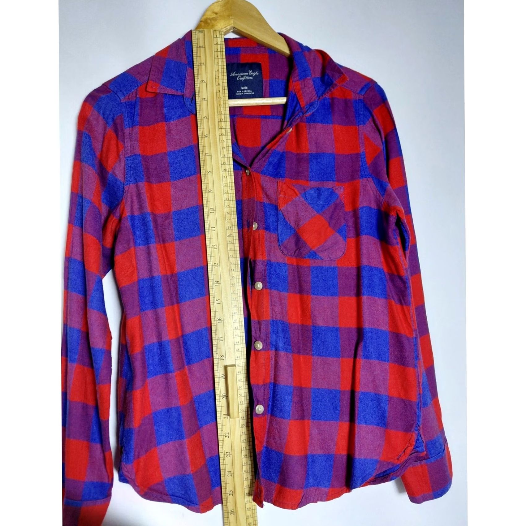 American Eagle Outfitters American Eagle Outfitters Shirt Red Blue Long Sleeve Button-Up Size M Plaid Size US M / EU 48-50 / 2 - 6 Thumbnail
