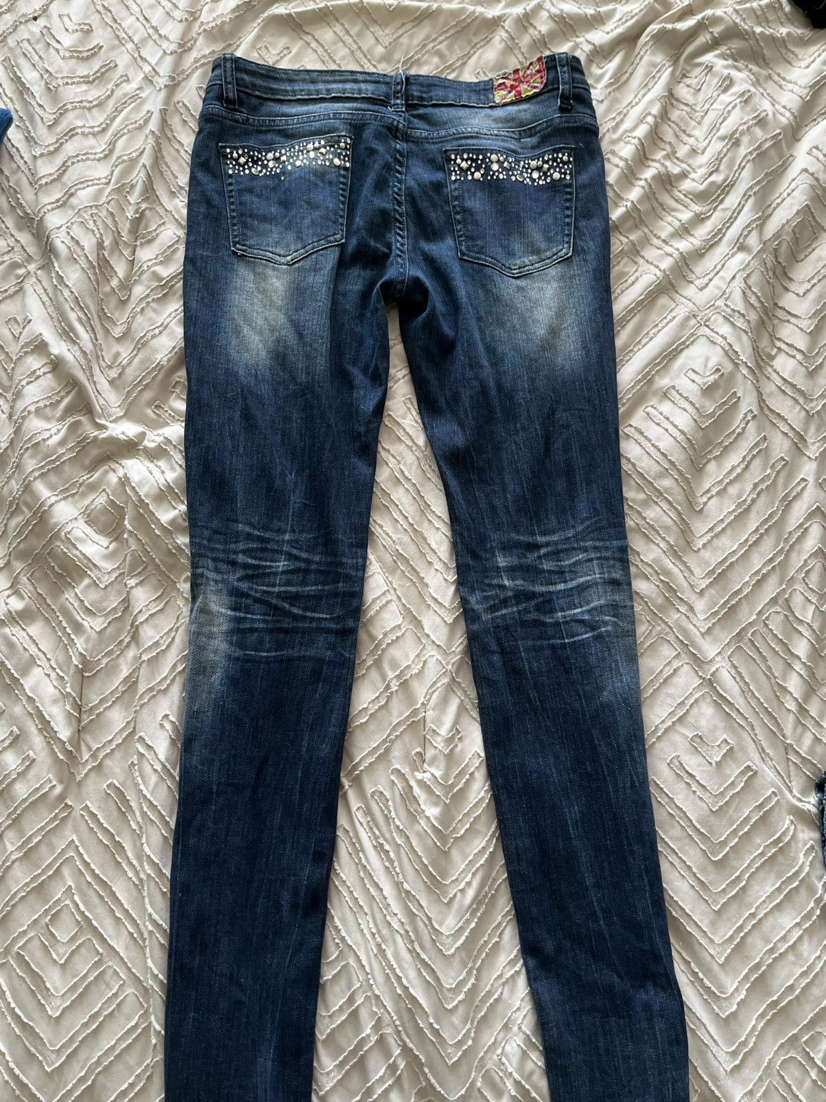 Jean Machine Vintage Y2K Low Rise Machine Nouvelle Mode Studded Jeans Size 31" - 3 Thumbnail
