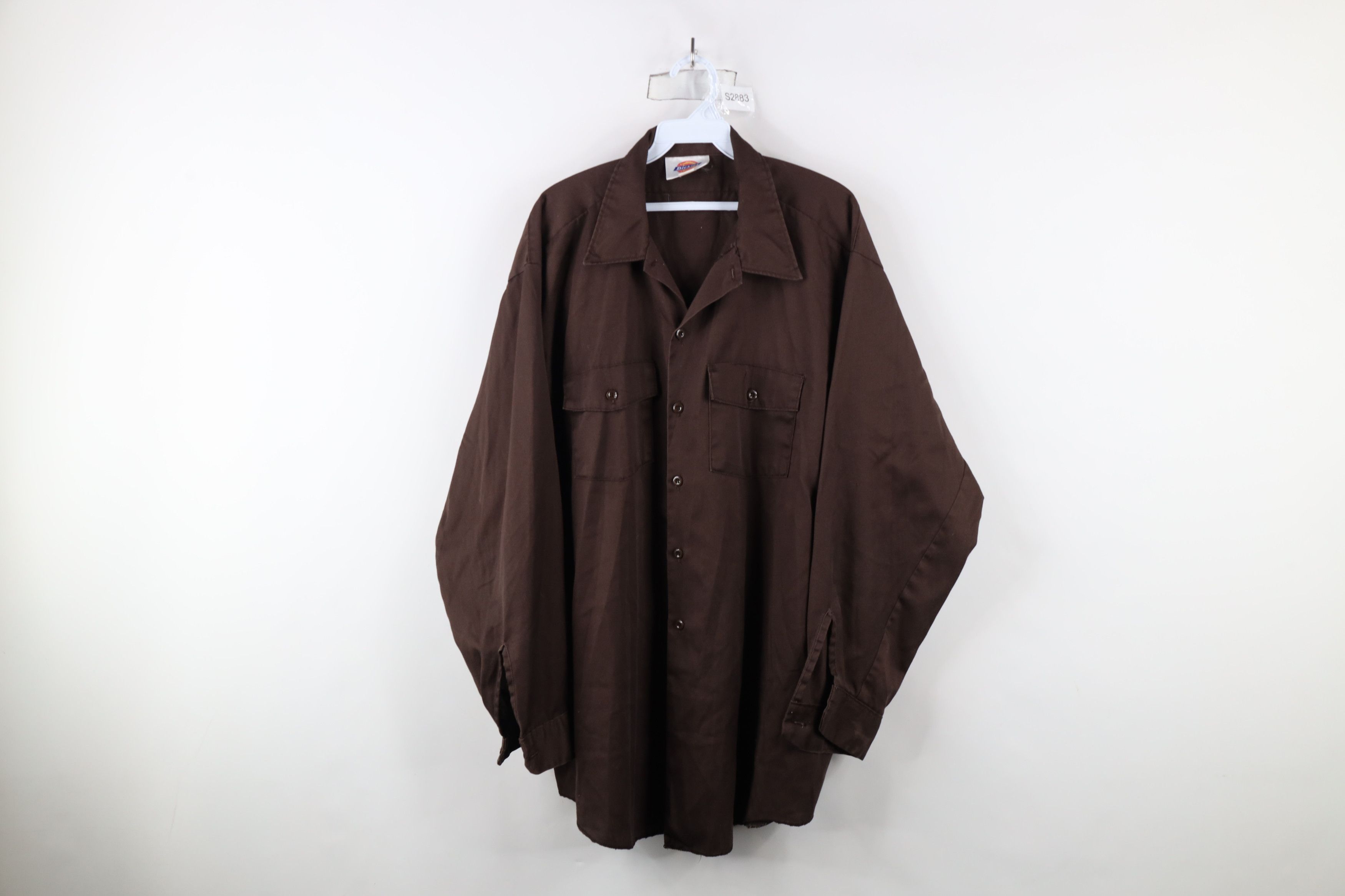 Dickies × Vintage Vintage 90s Dickies Workwear Mechanic Button Shirt Brown USA Size US L / EU 52-54 / 3 - 1 Thumbnail