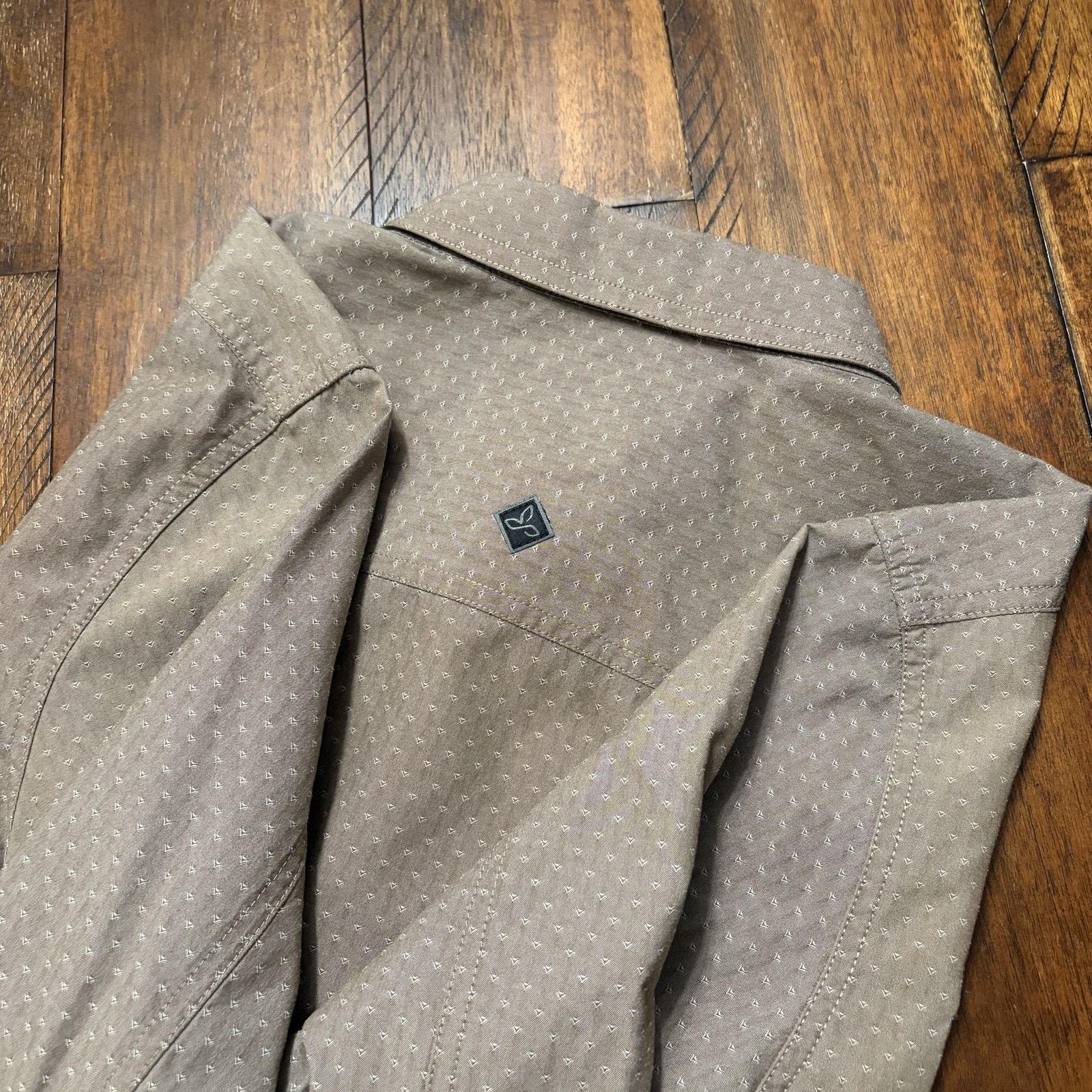 Prana PrAna Shirt Mens Medium Beige Geometric Print Button Front Size US M / EU 48-50 / 2 - 14 Thumbnail