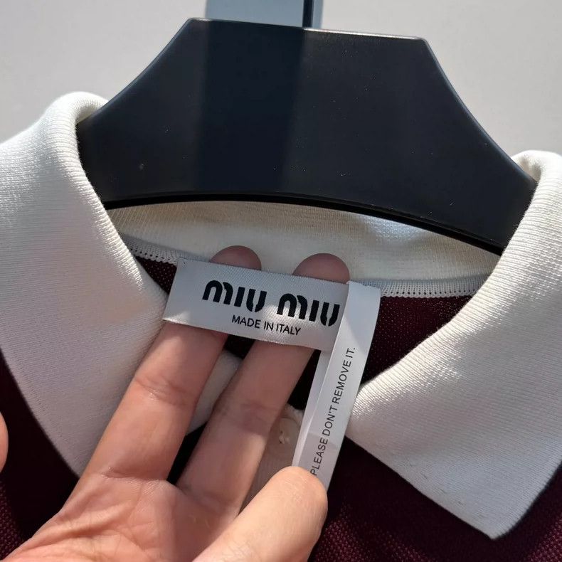 Miu Miu miu miu 25ss spring/summer new Burgundy polo long sleeves 2 Size US XS / EU 42 / 0 - 4 Thumbnail