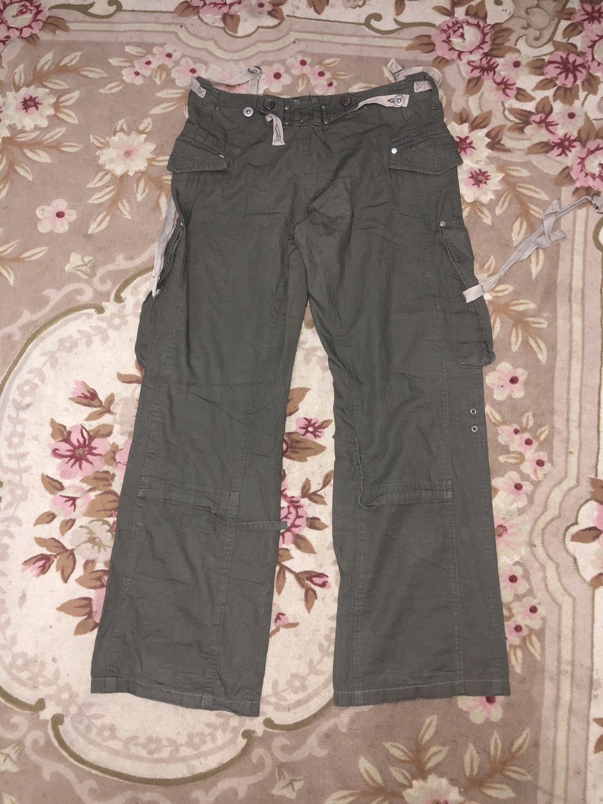 Japanese Brand Y2K Cargo Pants with Straps – Dark Grey Utility Streetwear Size US 31 - 6 Thumbnail