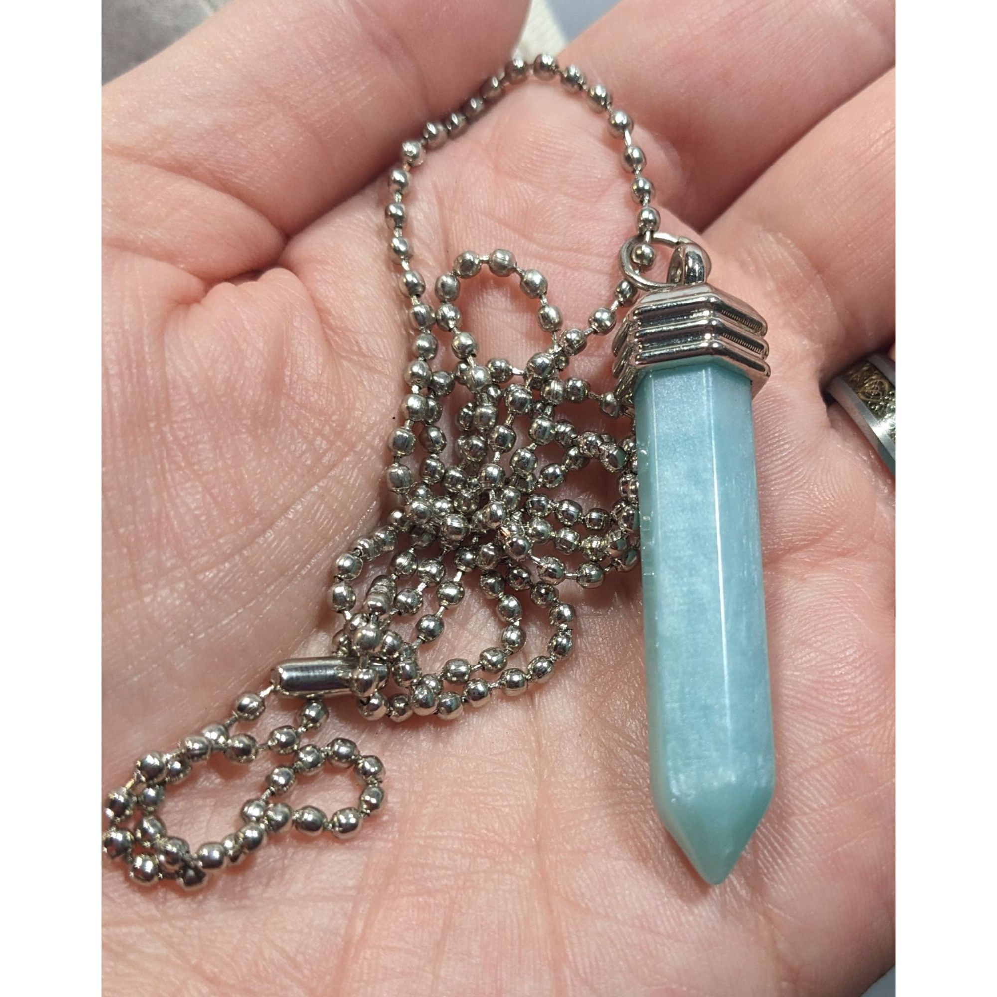 Other Simulated Blue Shimmer Crystal Pillar Pendant Necklace Size ONE SIZE - 4 Thumbnail