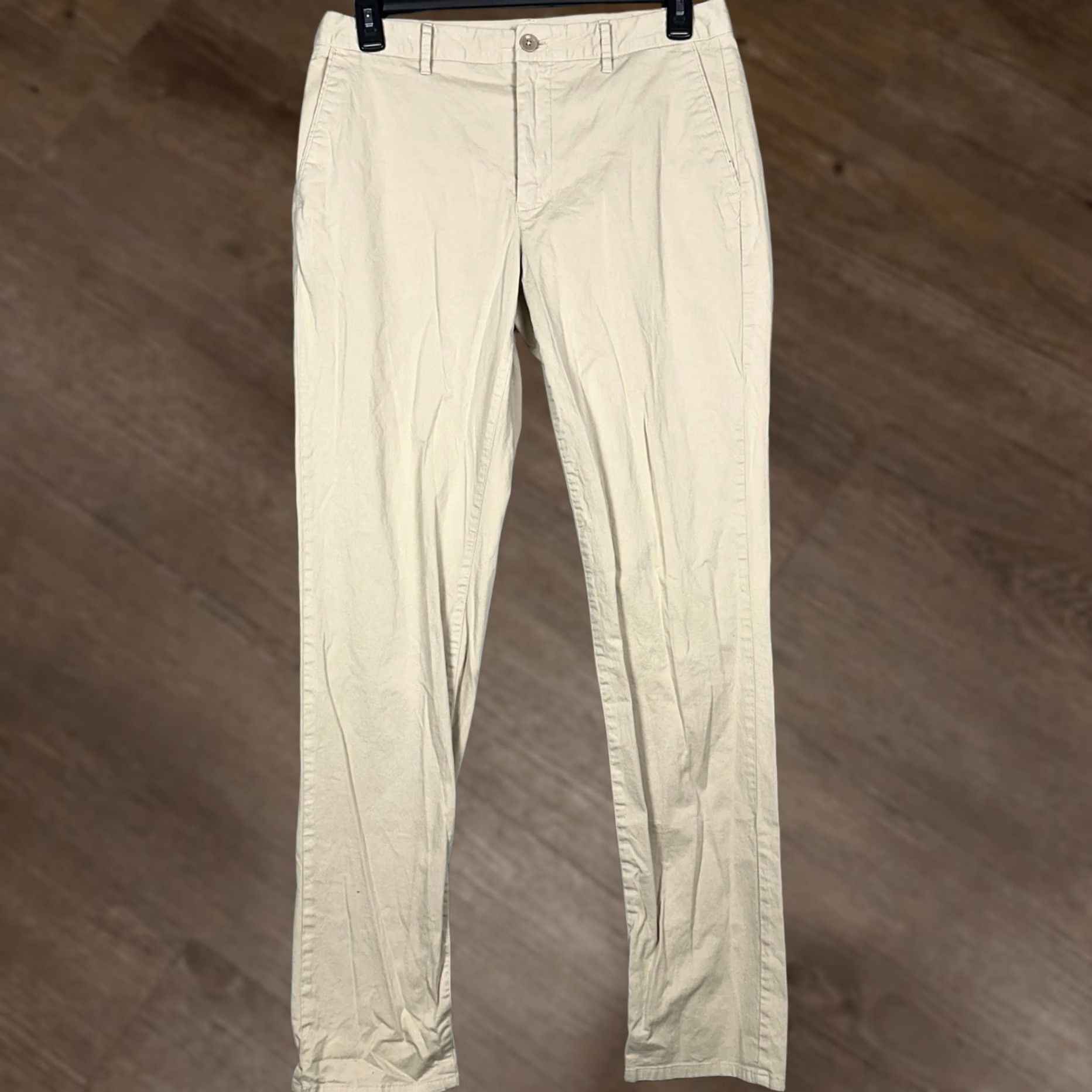 Bonobos Bonobos Pants Slim Khakis 33 Regular Tan Beige 33x34 Chino Flat Front Stretch Tapered Mens Size US 33 - 1 Thumbnail