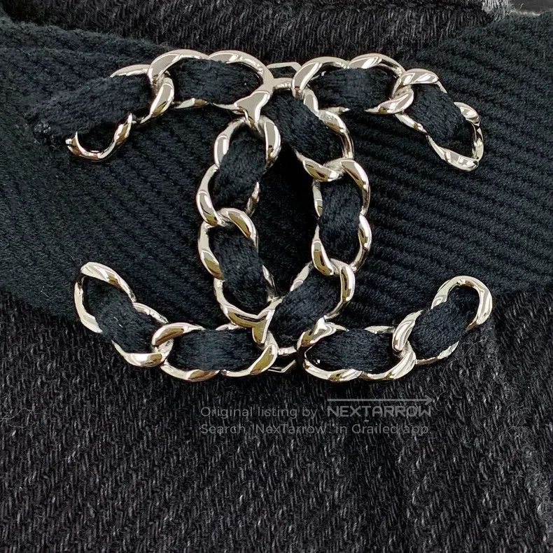 Chanel Chanel Black logo cotton casual wide-leg denim trousers Size 42" / US 20 - 6 Thumbnail