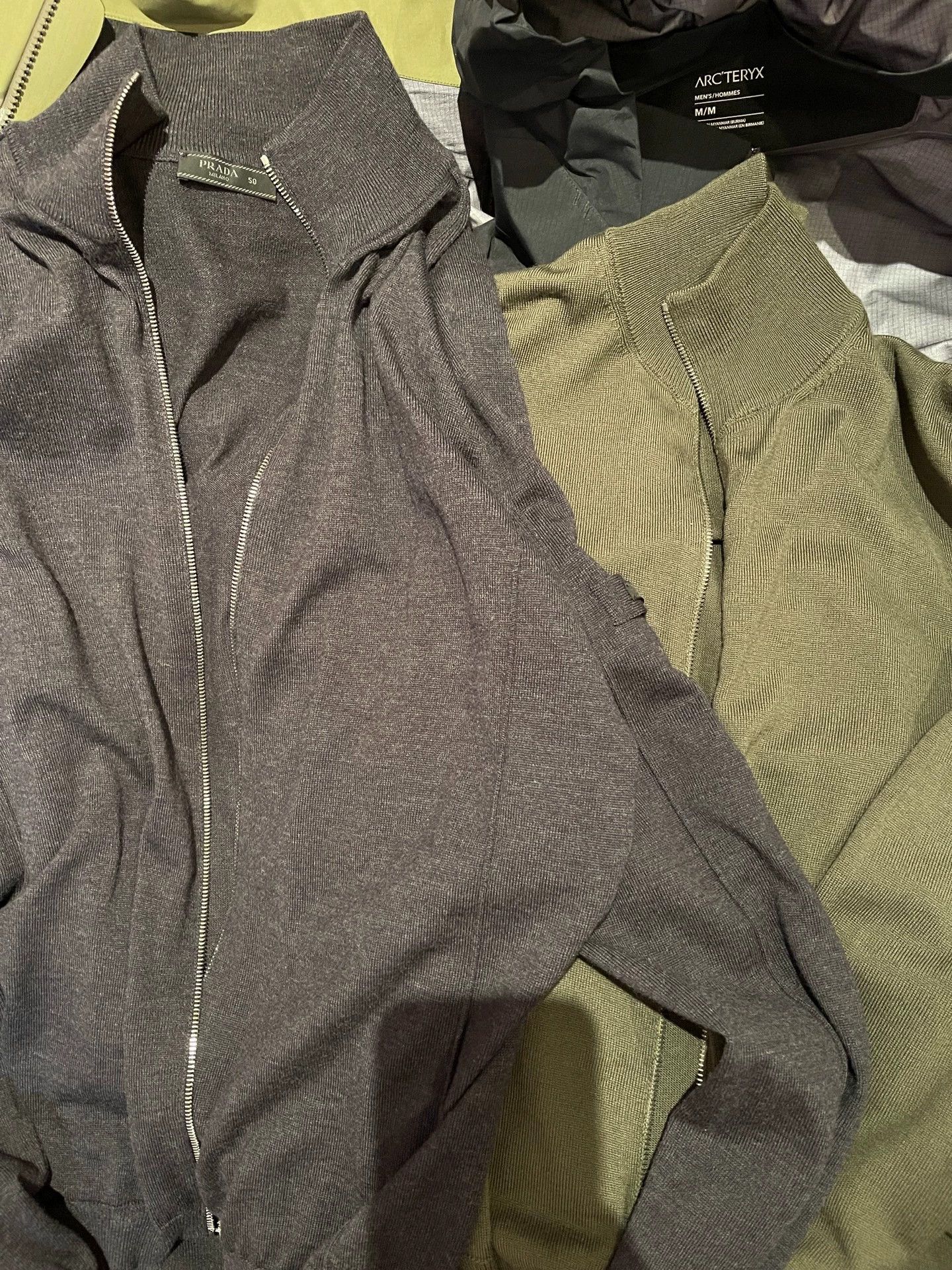 Prada Prada Wool Cardigan Charcoal & Olive Green Size 50 Near New Size US M / EU 48-50 / 2 - 1 Thumbnail