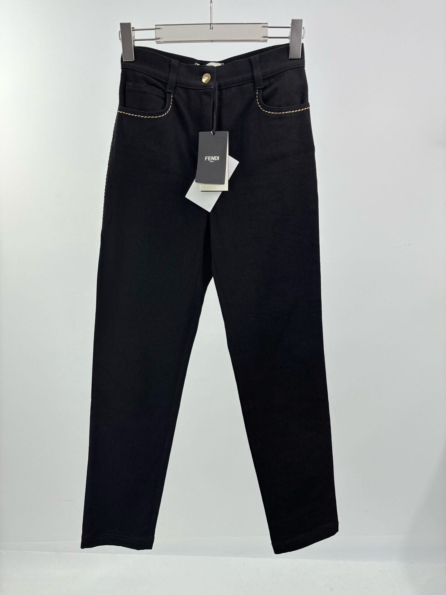 Fendi Fendi Gold Thread Back Leather Patch Jeans Size US 28 / EU 44 - 1 Thumbnail