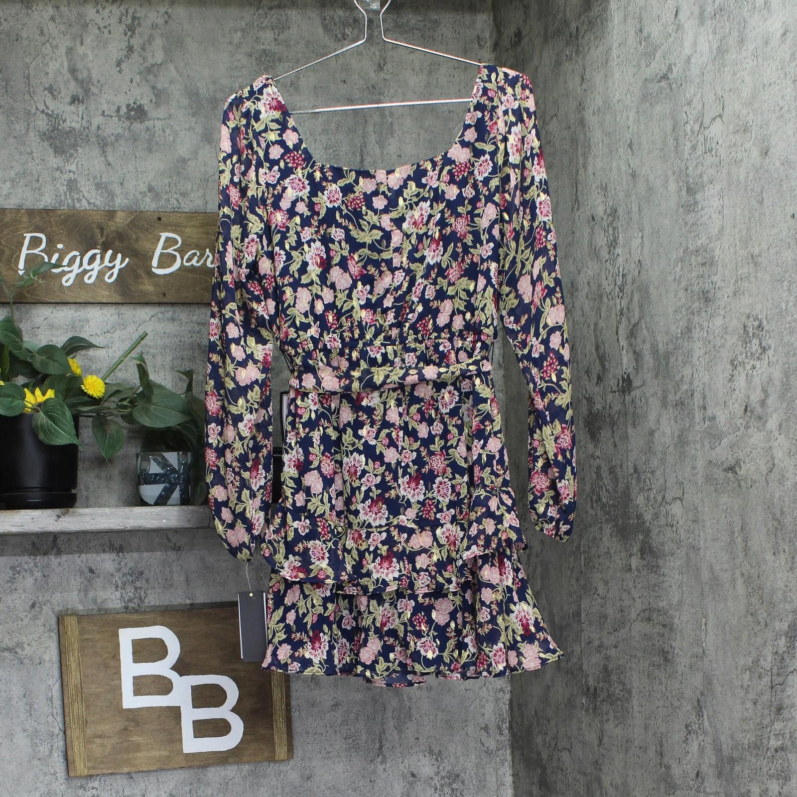 Other Nwt City Studios Fit Flare Dress Belted Navy Blue / Wine L Size L / US 10 / IT 46 - 2 Thumbnail