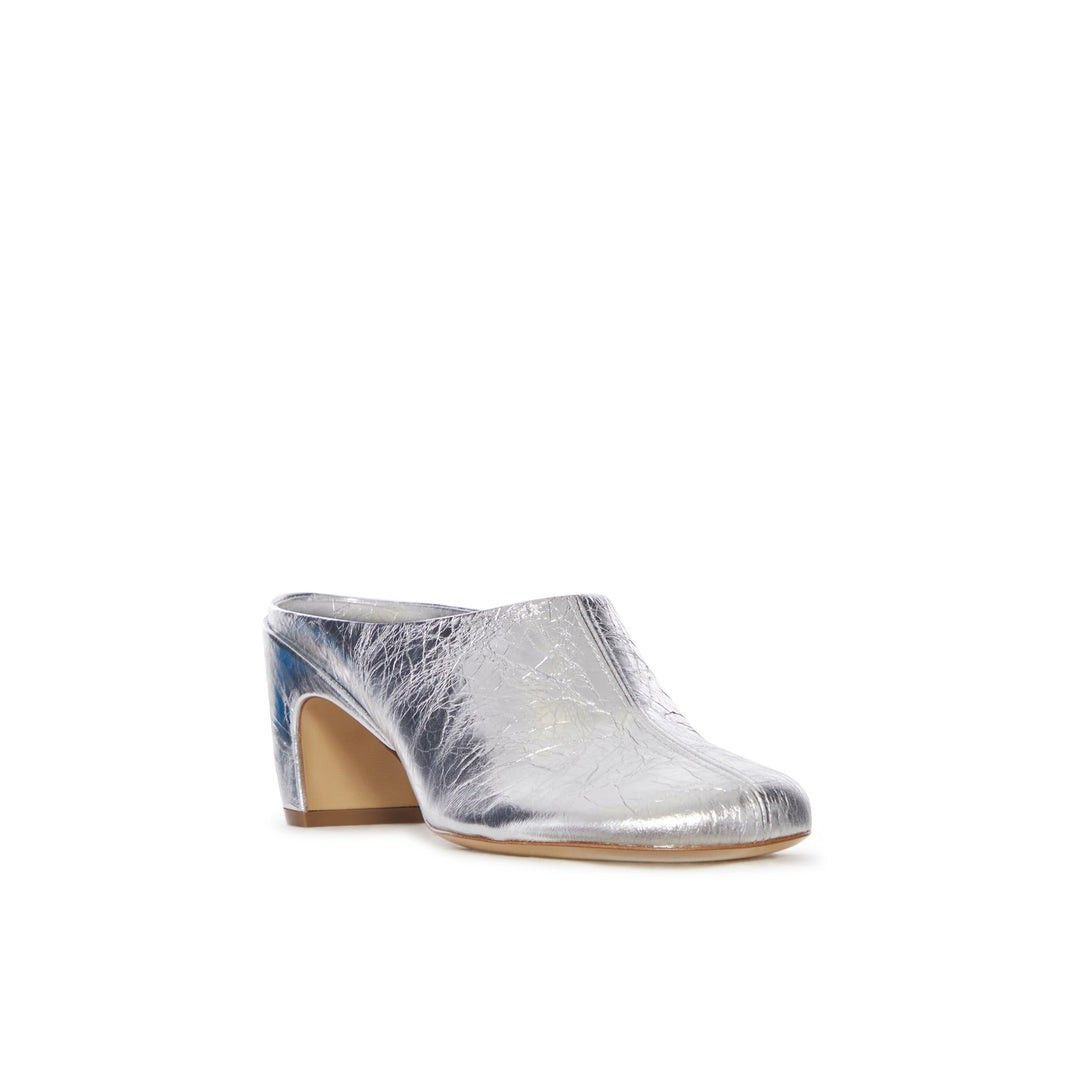 Dries Van Noten DRIES VAN NOTEN Metallic Effect Silver Leather Heeled Mules Size US 6 / IT 36 - 2 Thumbnail