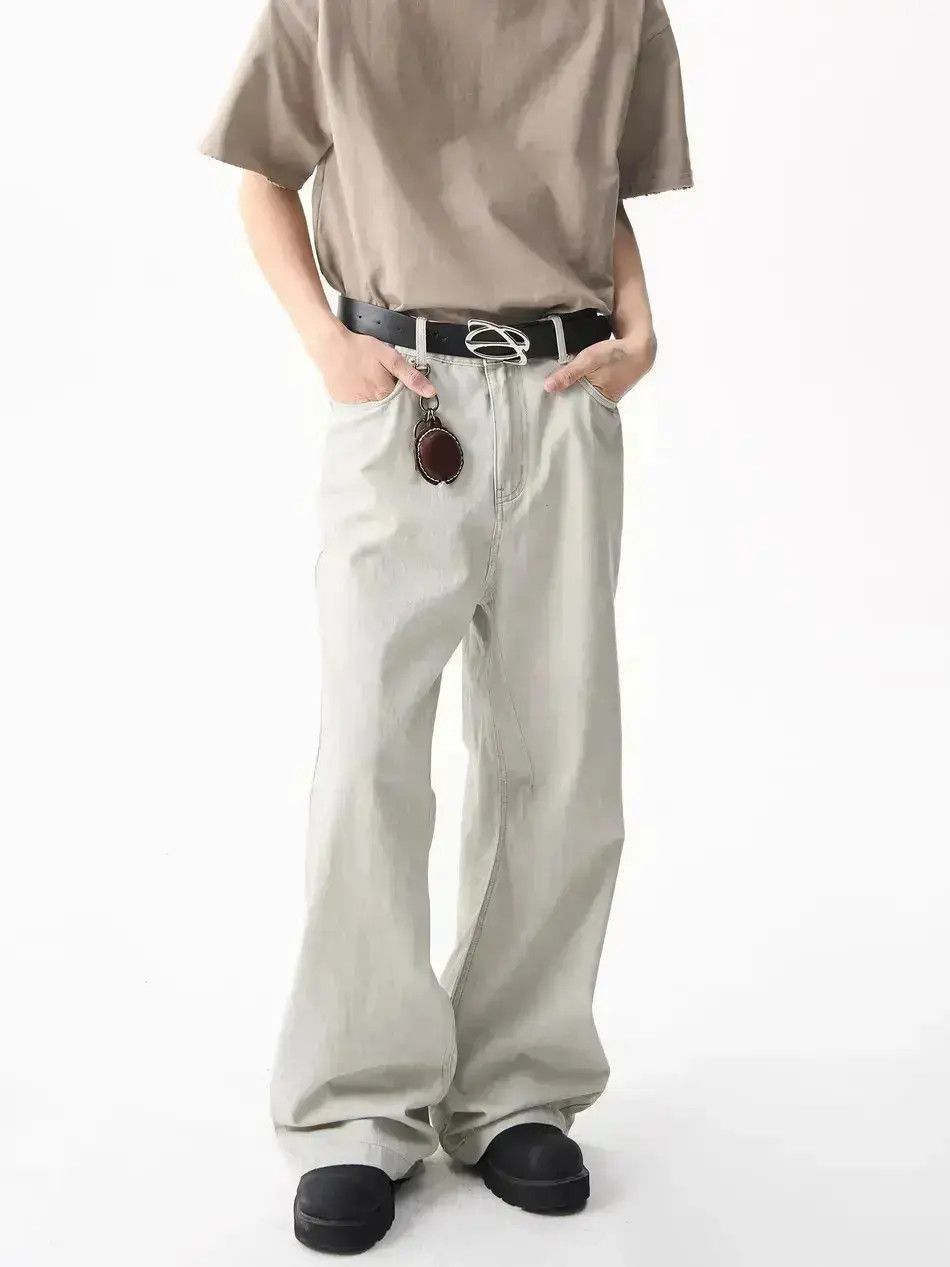 Japanese Brand Solid color straight leg wide leg jeans Size US 32 / EU 48 - 2 Thumbnail