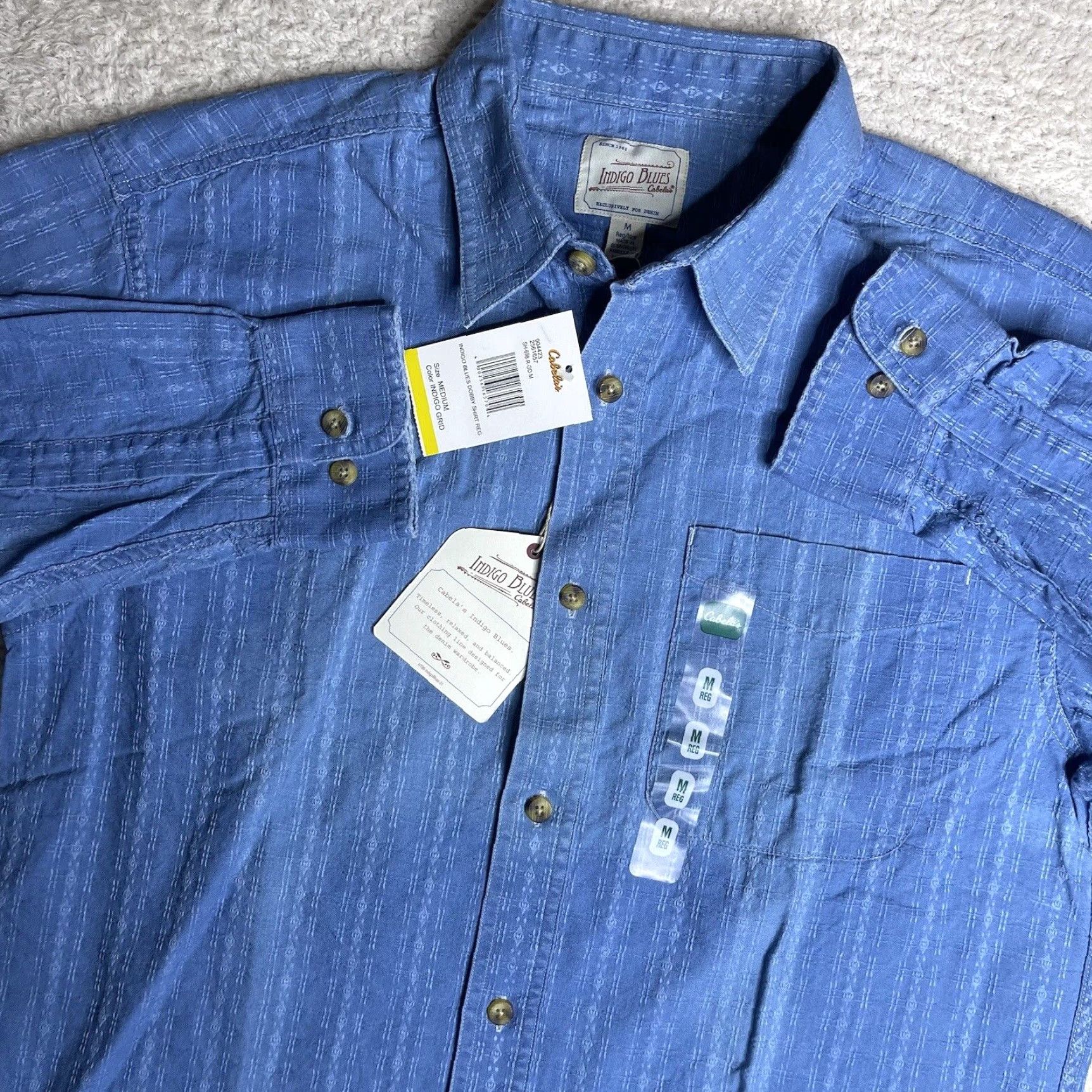 Vintage VINTAGE Cabela's Indigo Blues Shirt Men M Long Sleeve Button-Up Geometric Southwestern NWT FLAWS Blue Cotton Size US M / EU 48-50 / 2 - 2 Thumbnail