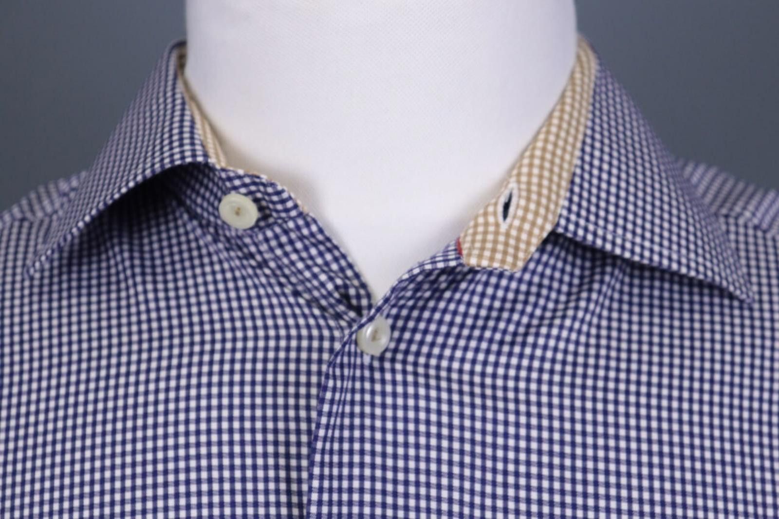 Eton Eton Slim Fit Blue Check Long Sleeve Shirt Size 40 / 15 Size US M / EU 48-50 / 2 - 3 Thumbnail